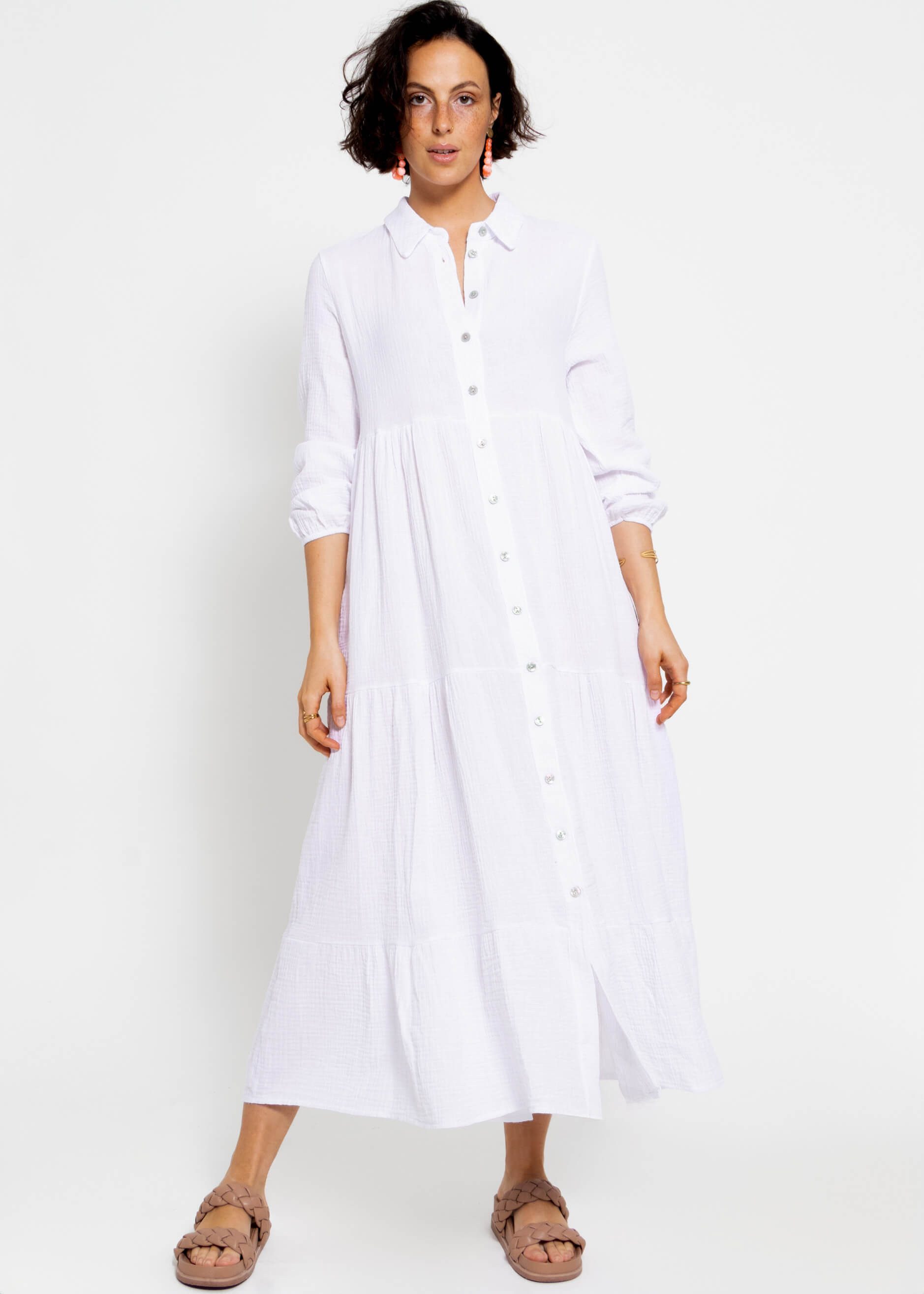 SASSYCLASSY Maxikleid Sommer Musselin Maxi Kleid günstig online kaufen
