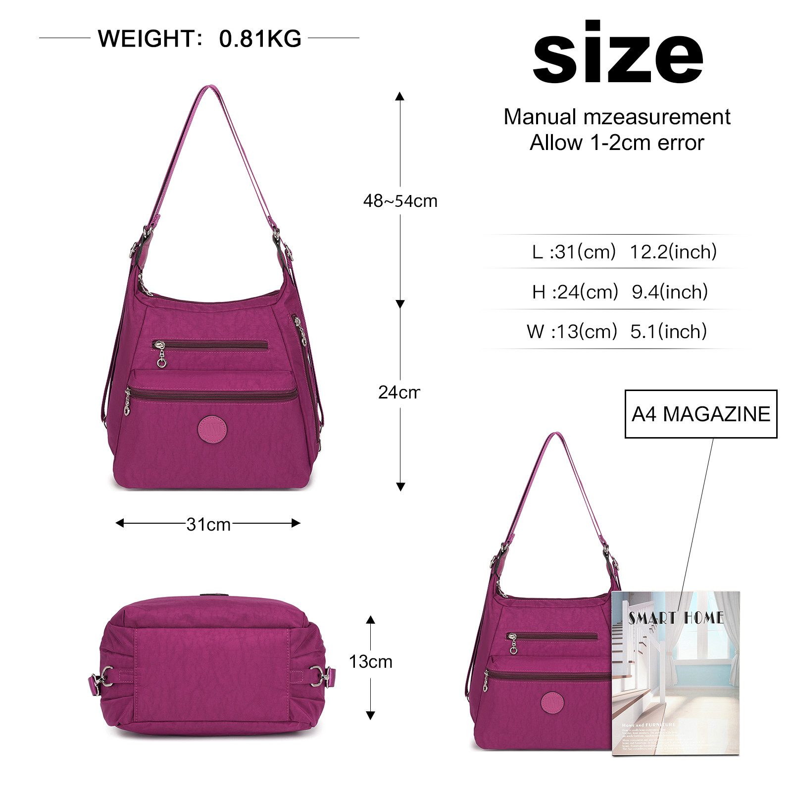 KONO Handtasche Rucksack Damen Umhängetaschen Nylon günstig online kaufen
