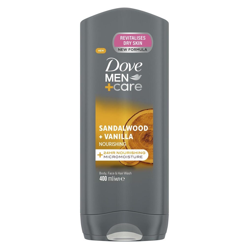 DOVE Haarshampoo Men+Care Pflegendes Duschgel Sandalwood & Vanilla 400 ml