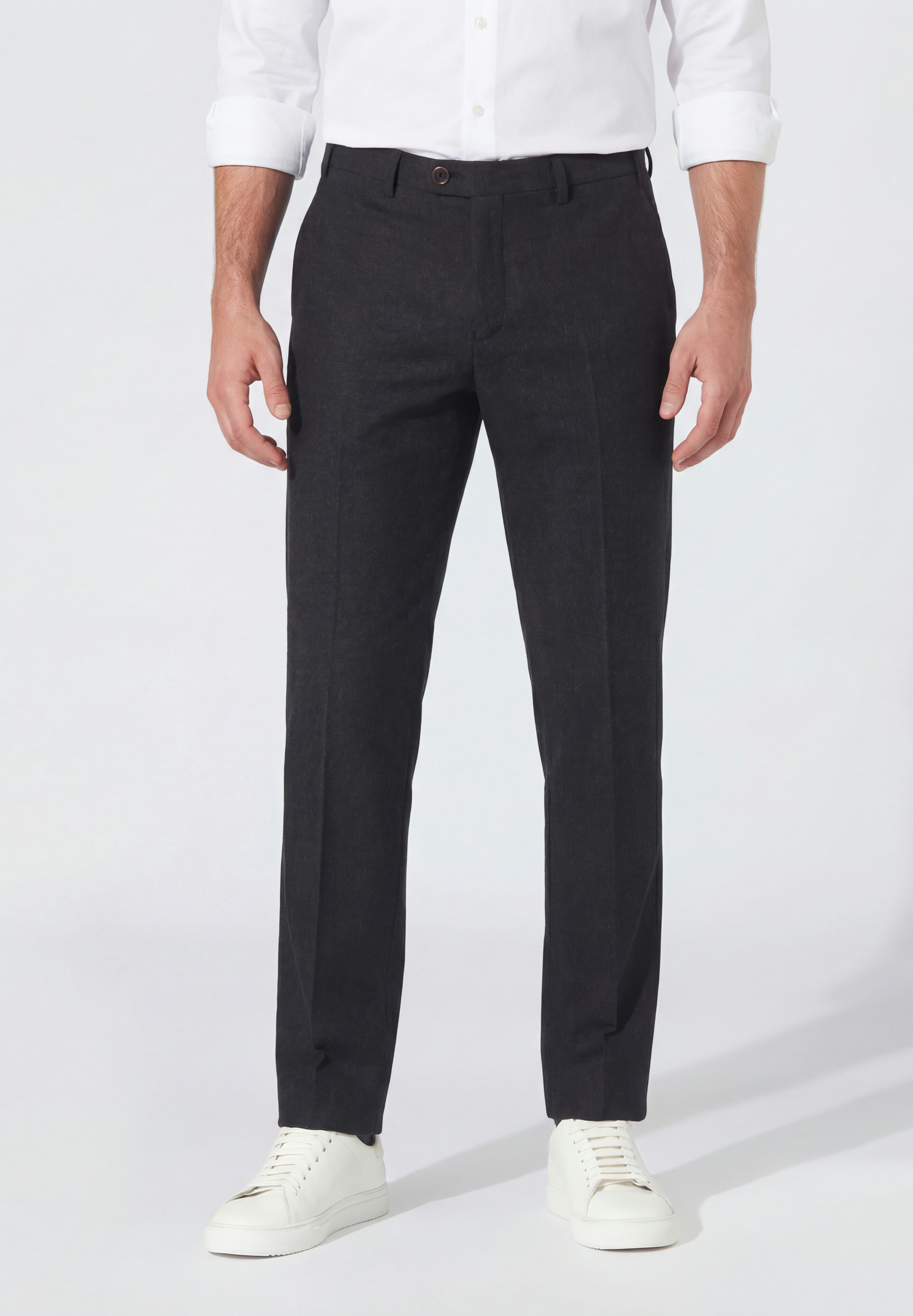Hiltl Anzughose Tilo I Wollhose Herren Slim Fit Tweed Stretch, marineblau, 50 Hose aus Schurwolle mit Stretch, elegante Hose für Büro und Freizeit