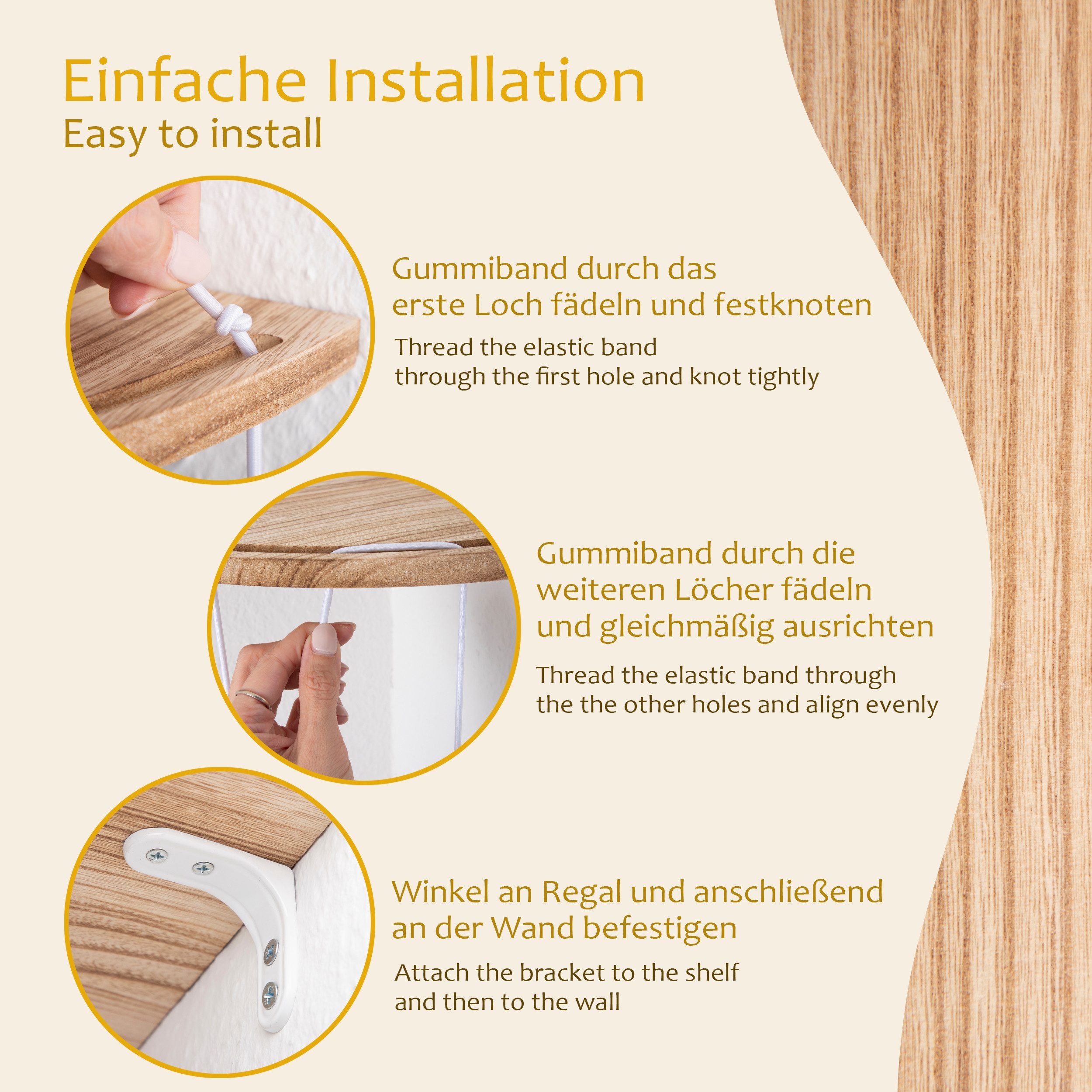 ONVAYA Kinderregal Kuscheltier-Regal ǀ platzsparend ǀ Echtholz mit Gummibändern – Bild 5 von 5