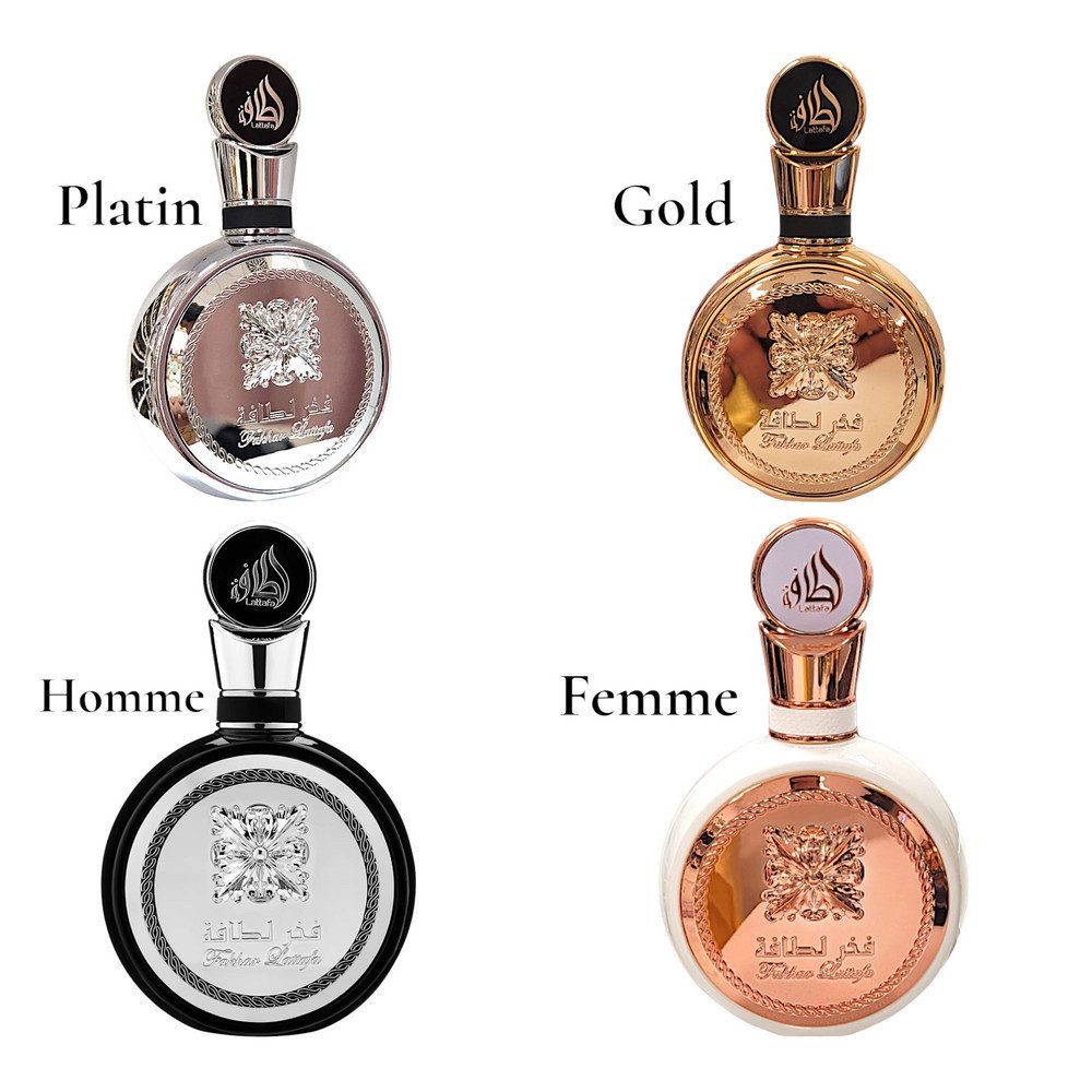 Lattafa Duft-Set Fakhar Platin Eau de Parfum + Parfümzerstäuber (leer) Set