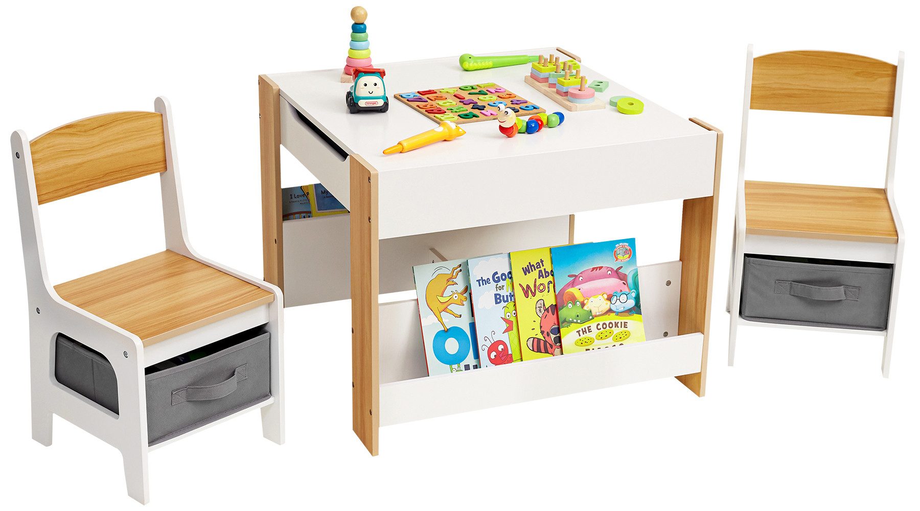 Yorbay Kindersitzgruppe Kindertisch mit Stauraum, Maltisch Kindermöbel mit günstig online kaufen