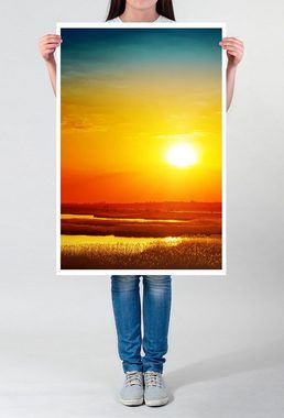 Sinus Art Poster Landschaftsfotografie 60x90cm Poster Goldener Sonnenaufgang über einem Fluss