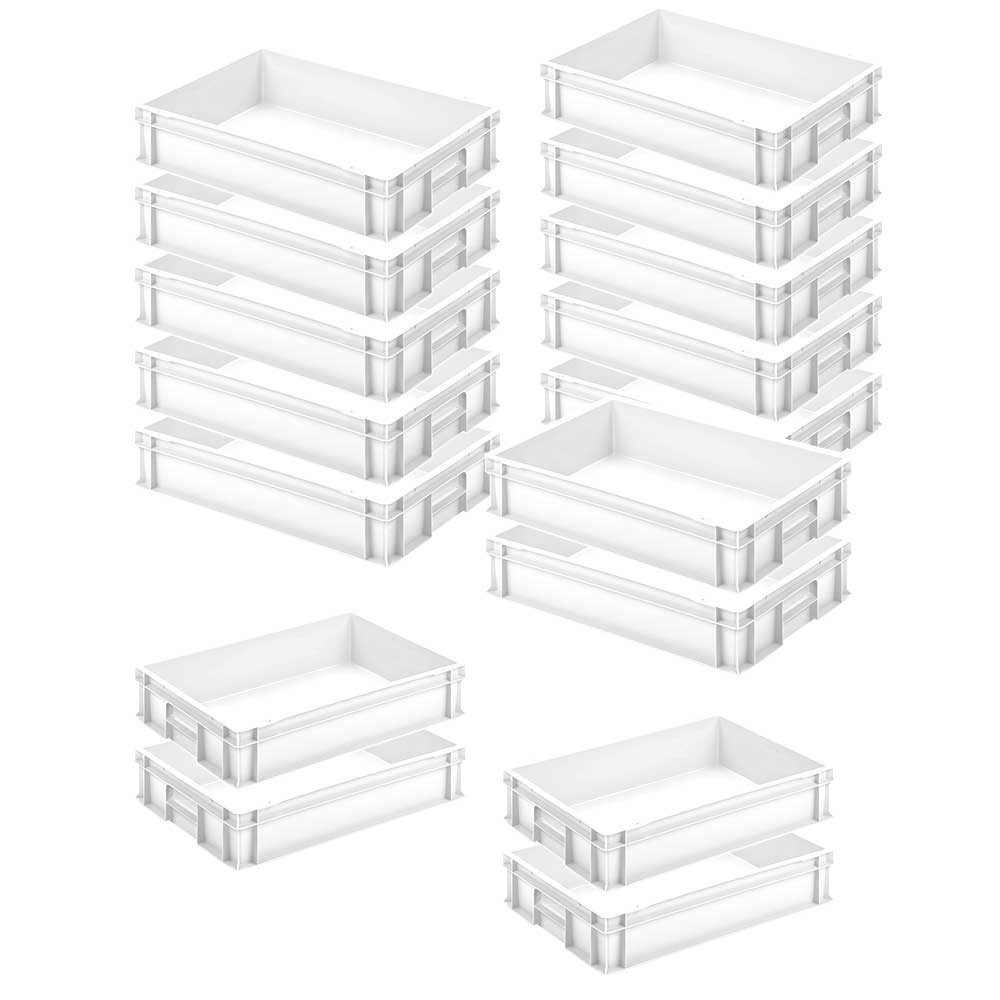BRB-Lagertechnik Stapelbox 16x Eurobehälter LxBxH 600x400x120 mm, Inhalt 24 Liter, Ideale Lager- und Transportbehälter für Industrie und Handwerk
