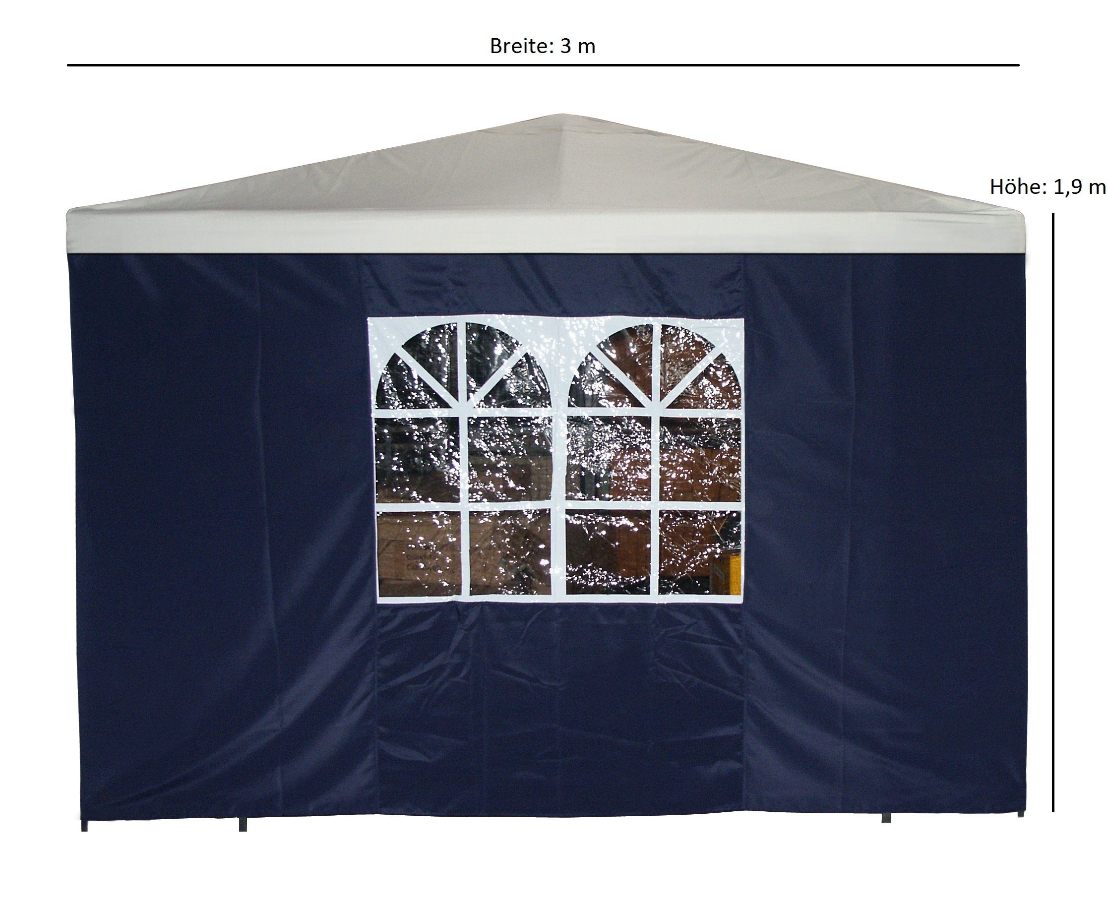 Thumbnail - DEGAMO Pavillonseitenteil, 3x1,9 Meter, Polyester blau, mit Fenster