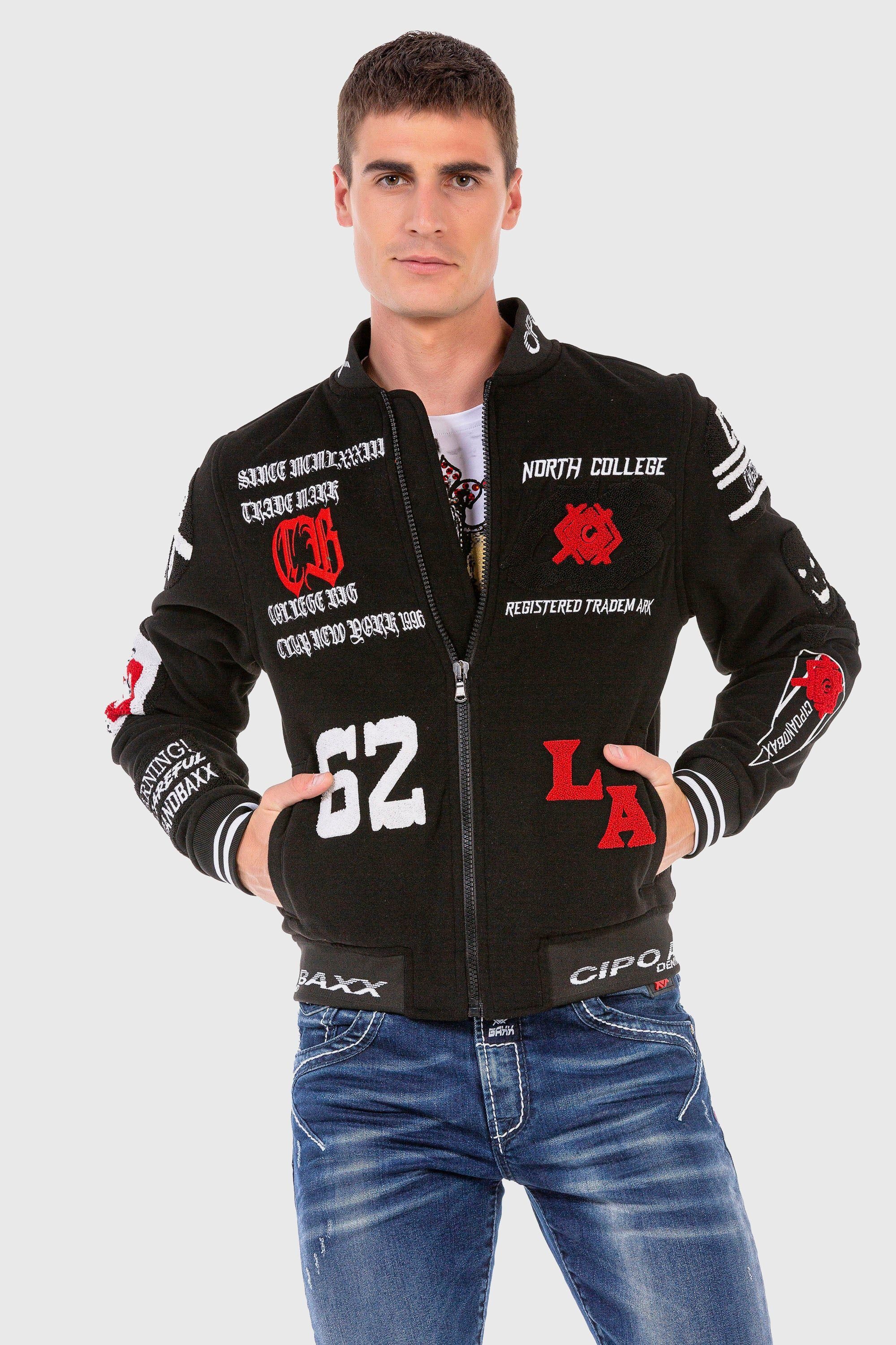 Cipo & Baxx Outdoorjacke Jacke mit coolen Stickereien günstig online kaufen