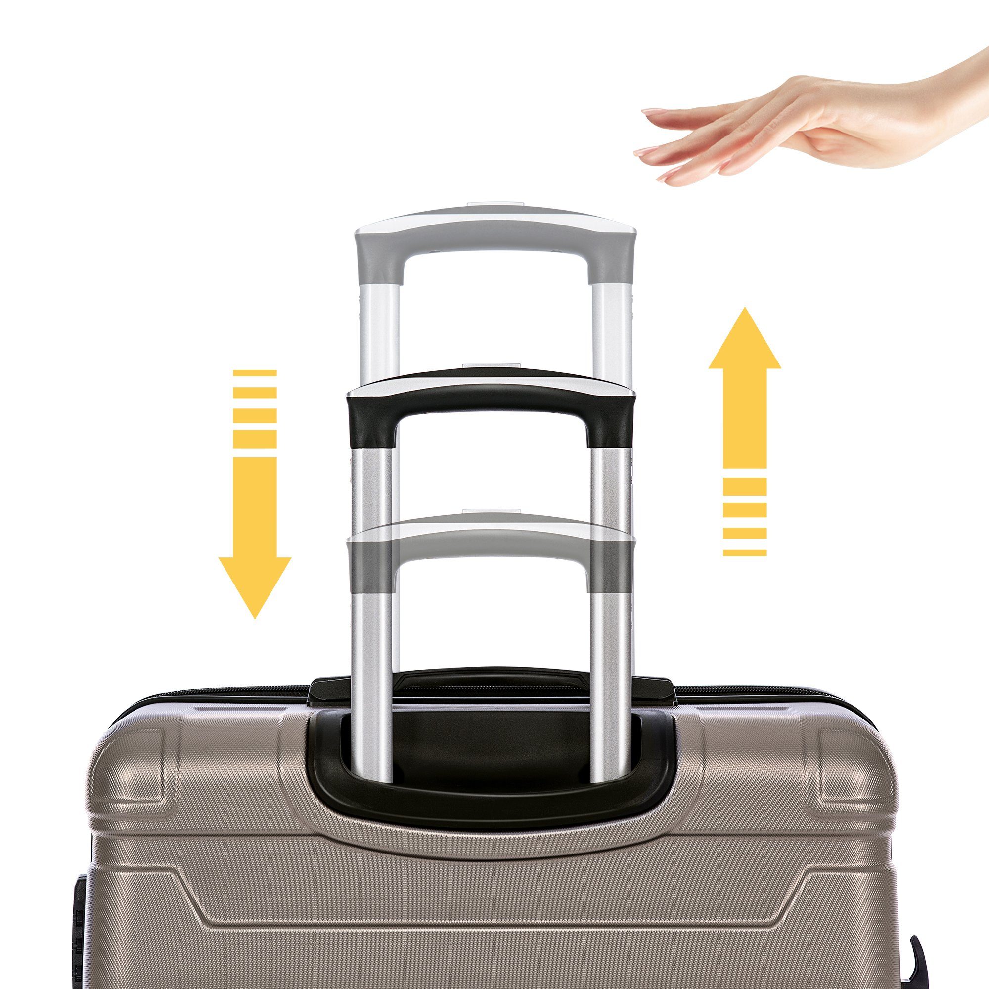EXTSUD Handgepäckkoffer Hartschalen-Handgepäck Koffer mit Set Universalrad und Gold Trolley, TSA-Schloss 3-teiliges Seitengriff Warmes Erweiterbar