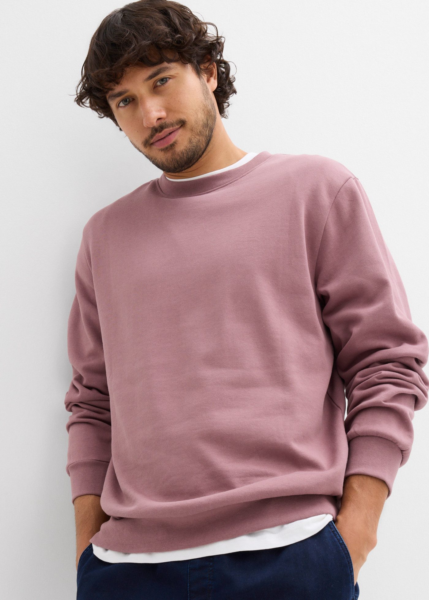 bonprix Sweatshirt mit weich angerauter Innenseite, aus Baumwolle und Polyester, hüftlang