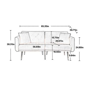 HAUSS SPLOE Sofa Einzelsofa Schlafsofa 2-Sitzer Sofa Kindersofa, 65.35*30.71*30.31zoll, Hochwertige Verarbeitung