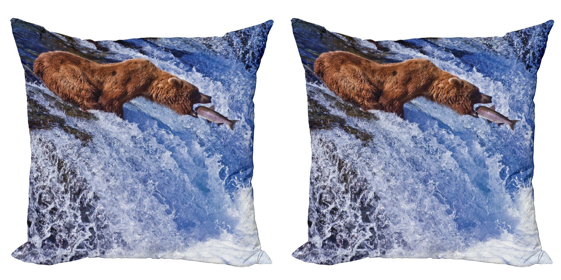 Kissenbezüge Digitaldruck, Bear (2 Accent Abakuhaus Doppelseitiger Stück), Tiere Grizzly Katmai Modern in
