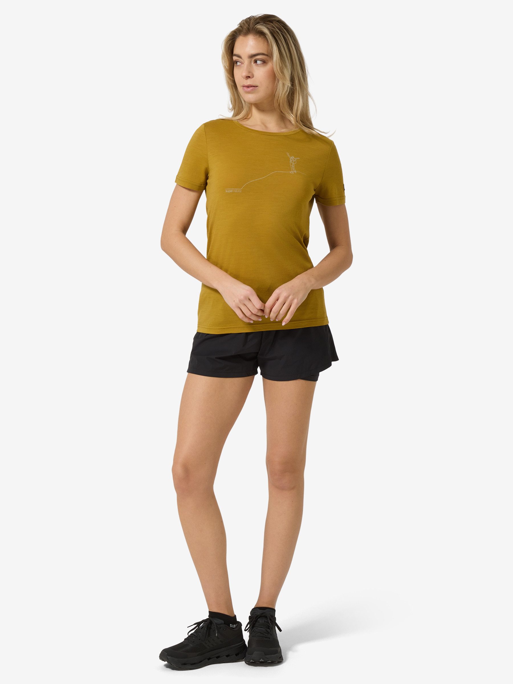 SUPER.NATURAL Print-Shirt Merino T-Shirt W GIPFELGLÜCK TEE wärmender Merino-Materialmix