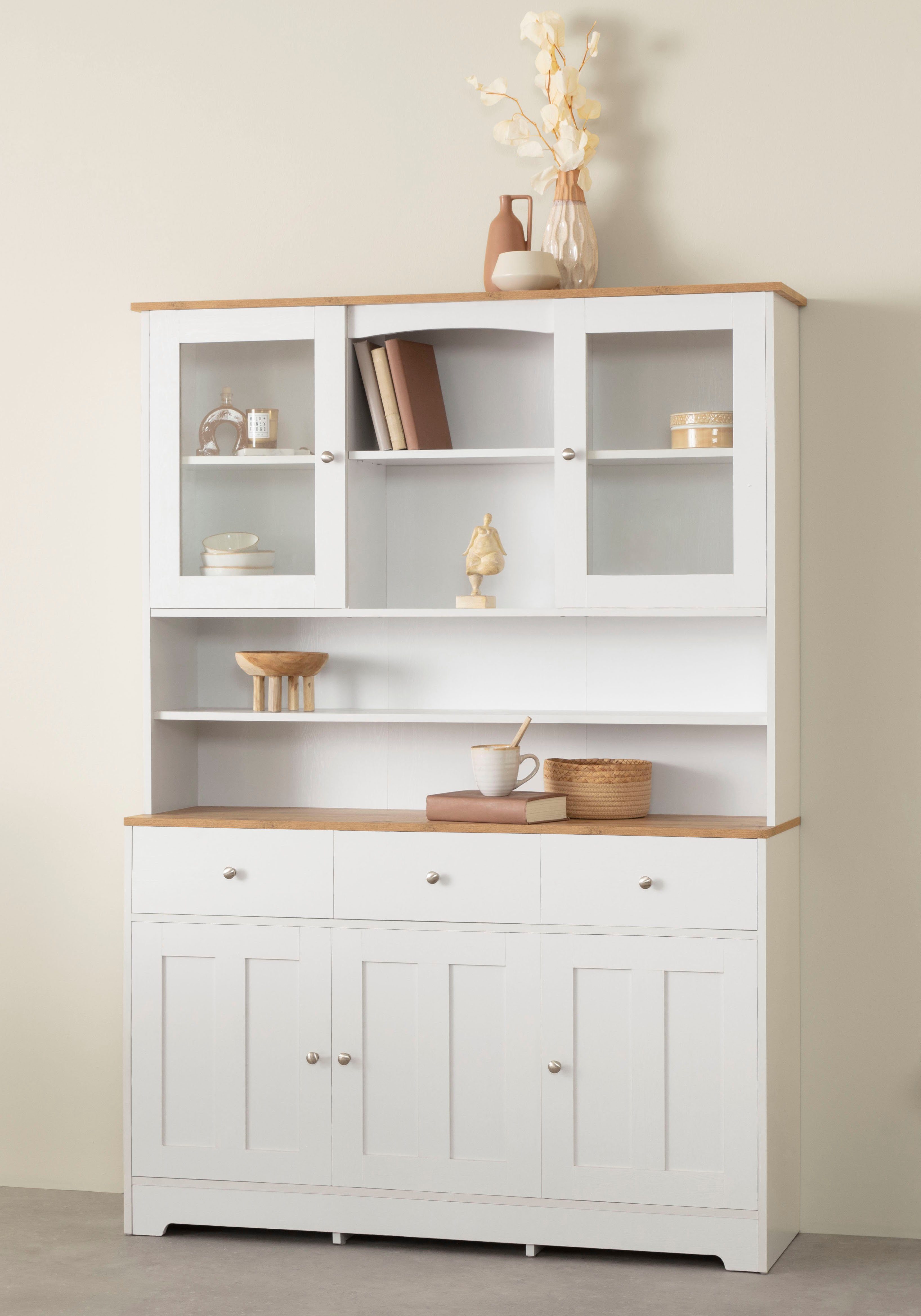 Home affaire Buffet "Kate" Breite 128 cm, mit Glastüren und Holztüren, Meta günstig online kaufen