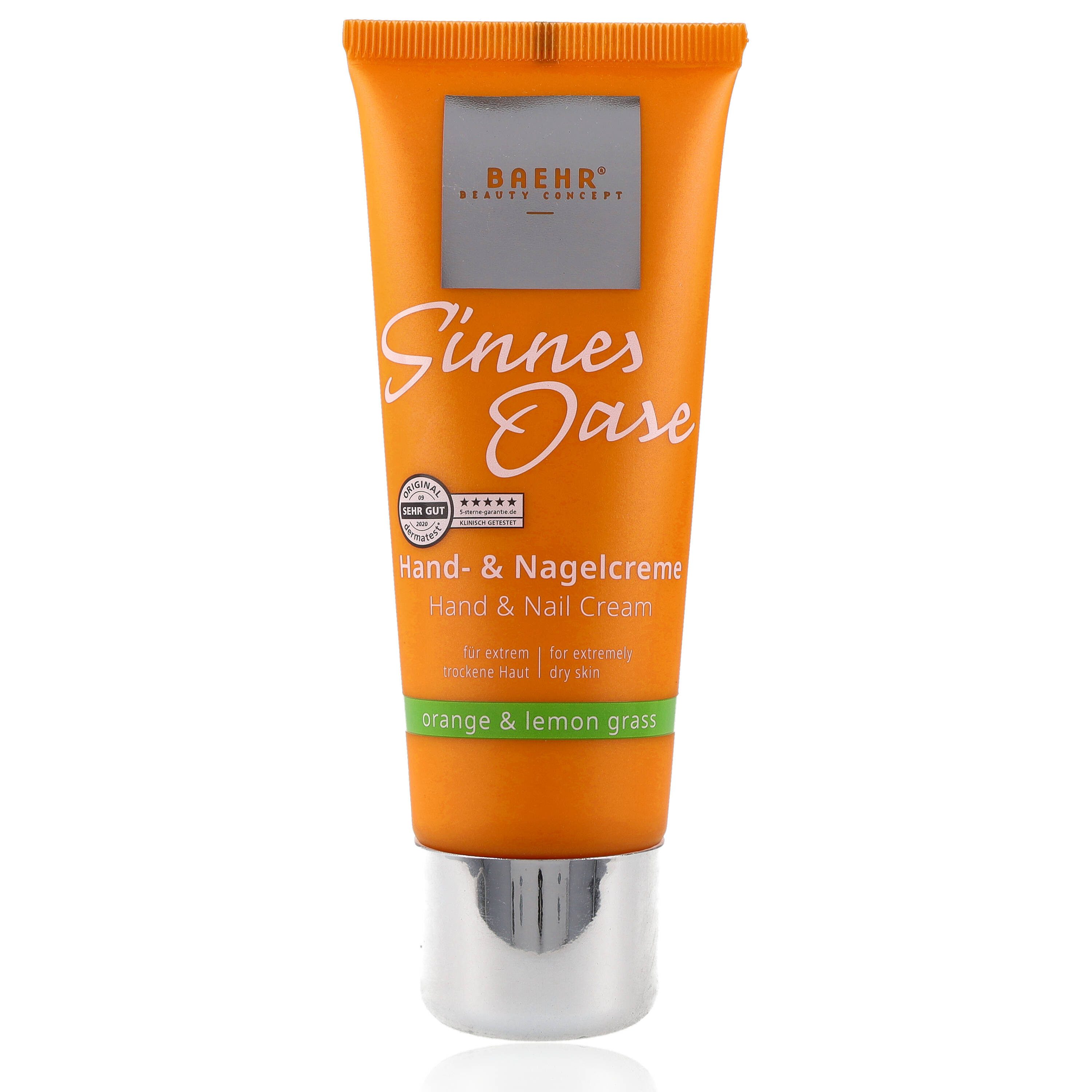 BAEHR BEAUTY CONCEPT Handcreme Baehr Beauty Concept Sinnes Oase Hand- und Nagelcreme 75ml Zitronengras-/ Orangenöl-Duft, 1-tlg., mit Mandel-, Avocadoöl, Mango-, Kakaobutter & Plankton-Extrakt
