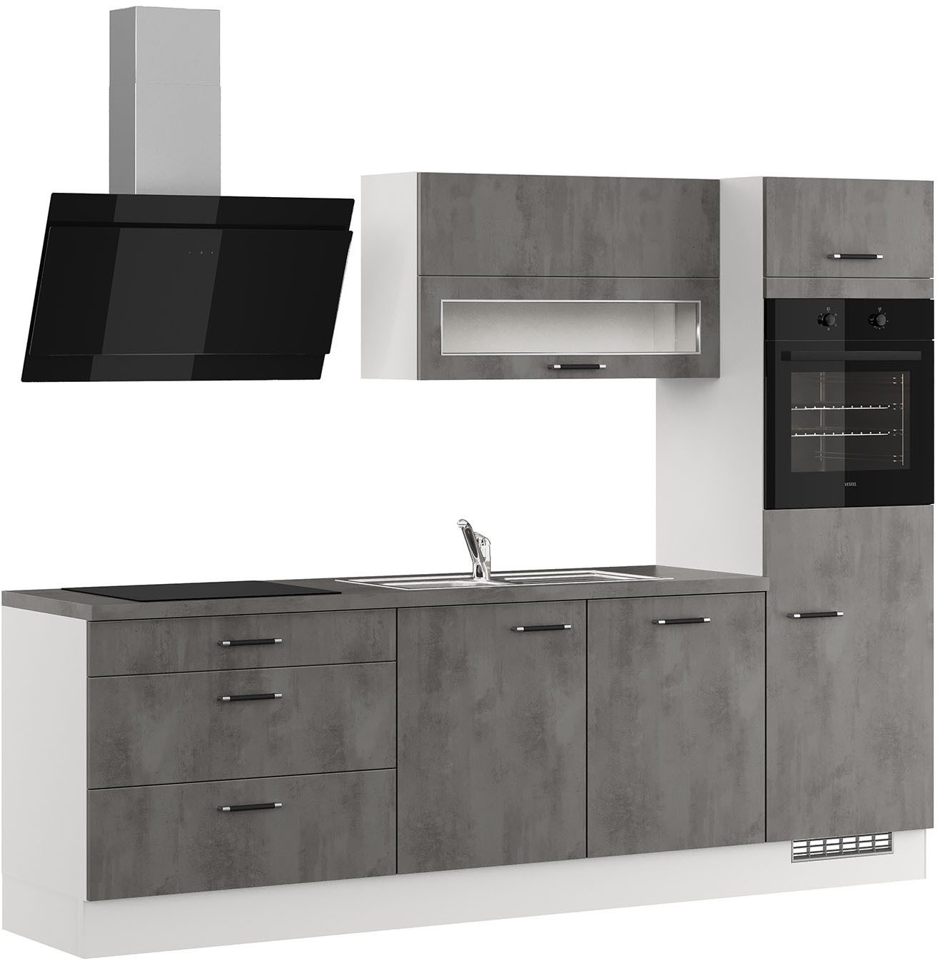 IMPULS KÜCHEN Küche "Prag", Ausrichtung wählbar, Schubkästen mit Soft-Close, vormontiert, wahlweise mit E-Geräten, mit Vollauszug, Breite 270 cm