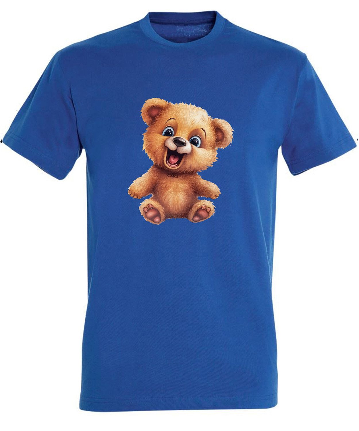 MyDesign24 T-Shirt Herren Print Shirt - Teddybär Brustprint Baumwollshirt mit Wildtier Aufdruck Regular Fit i268