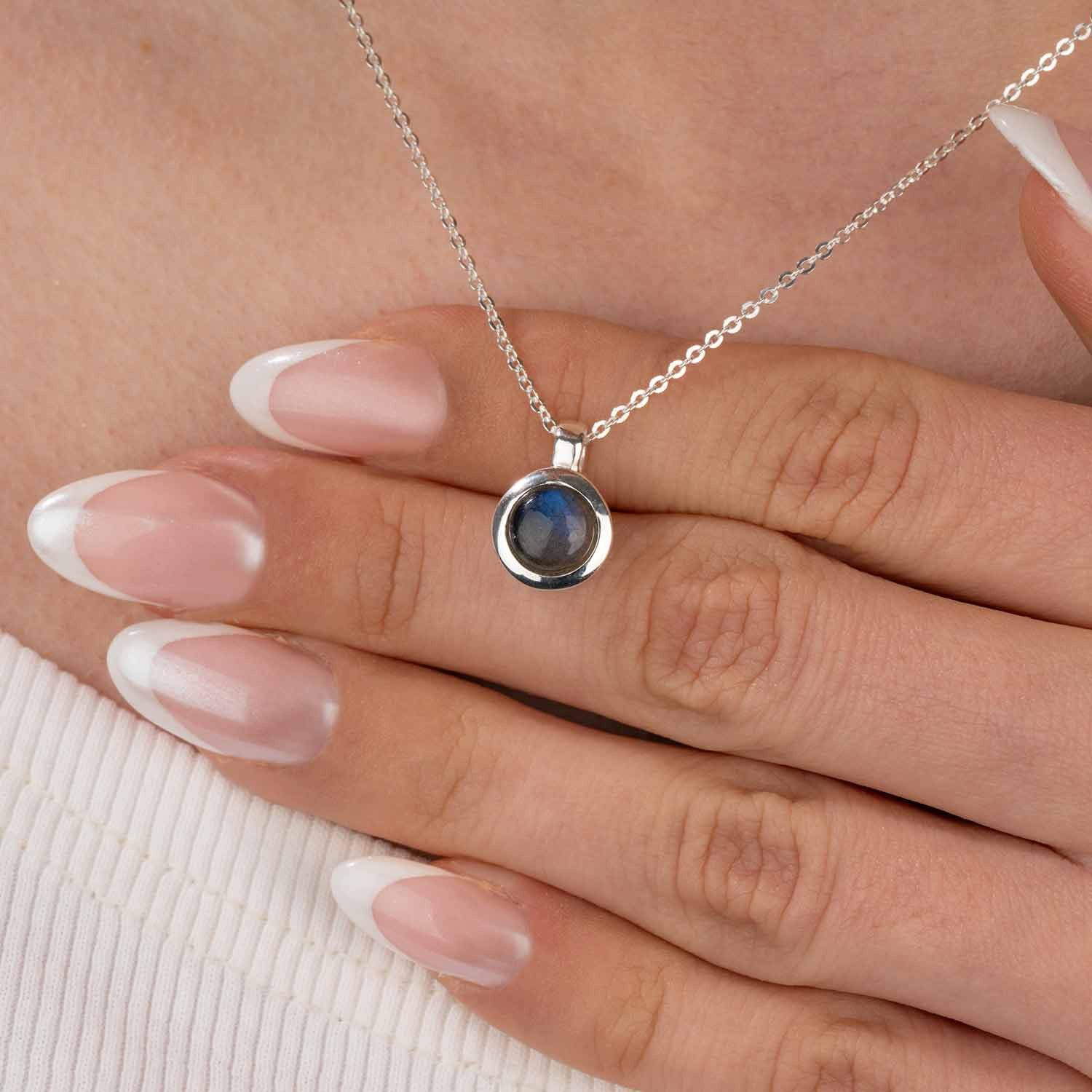 Materia Kettenanhänger Labradorit Edelstein Anhänger Blau rund KA-38, 925 S günstig online kaufen