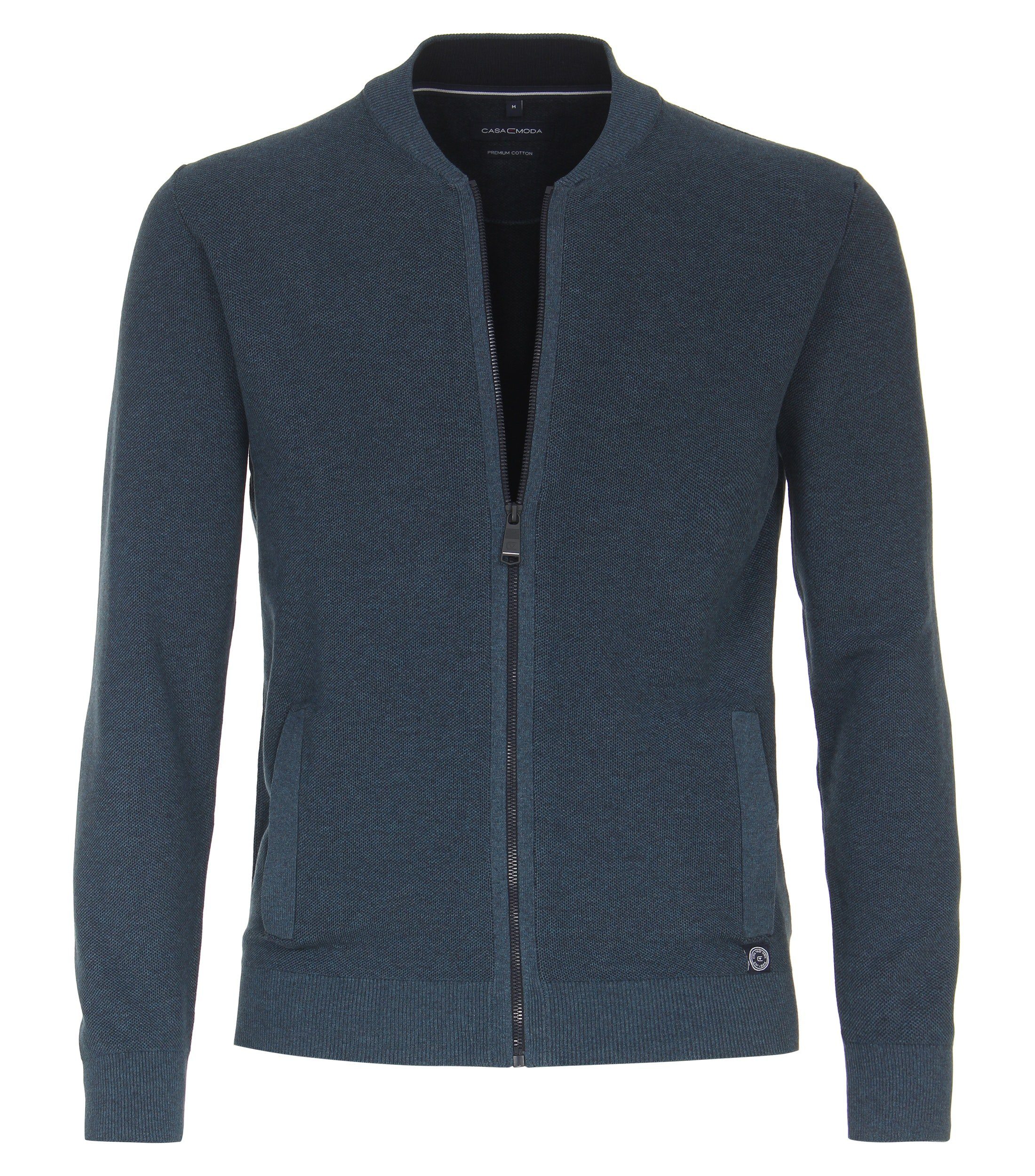 Angenehmer Grünblau Strickjacke (192) Baumwollanteil 413706000 Tragekomfort Hoher CASAMODA Stehkragen