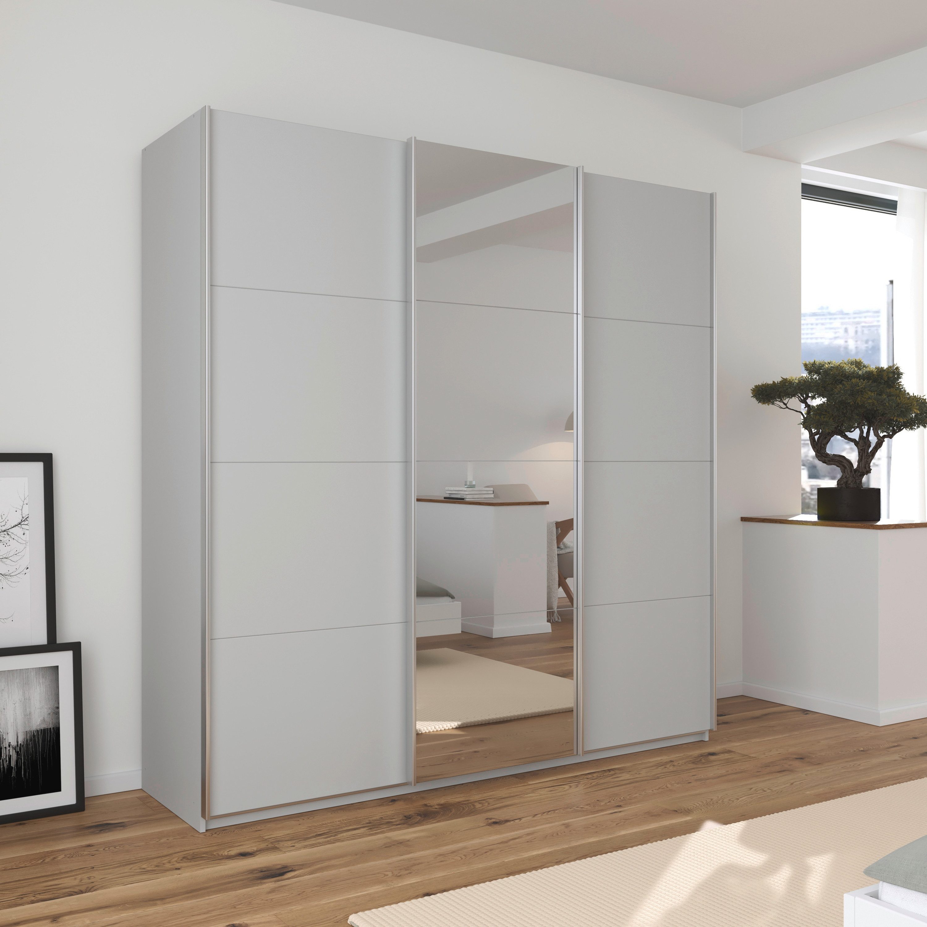 OTTO home Schwebetürenschrank Kleiderschrank Schrank Schlafzimmerschrank Garderobe AGORDO (Breiten 203/271/315/360 cm in drei Griff-Farben - NEU: Farbe SCHWARZ) Top Innenausstattung, in 4 Breiten und 2 Höhen MADE IN GERMANY