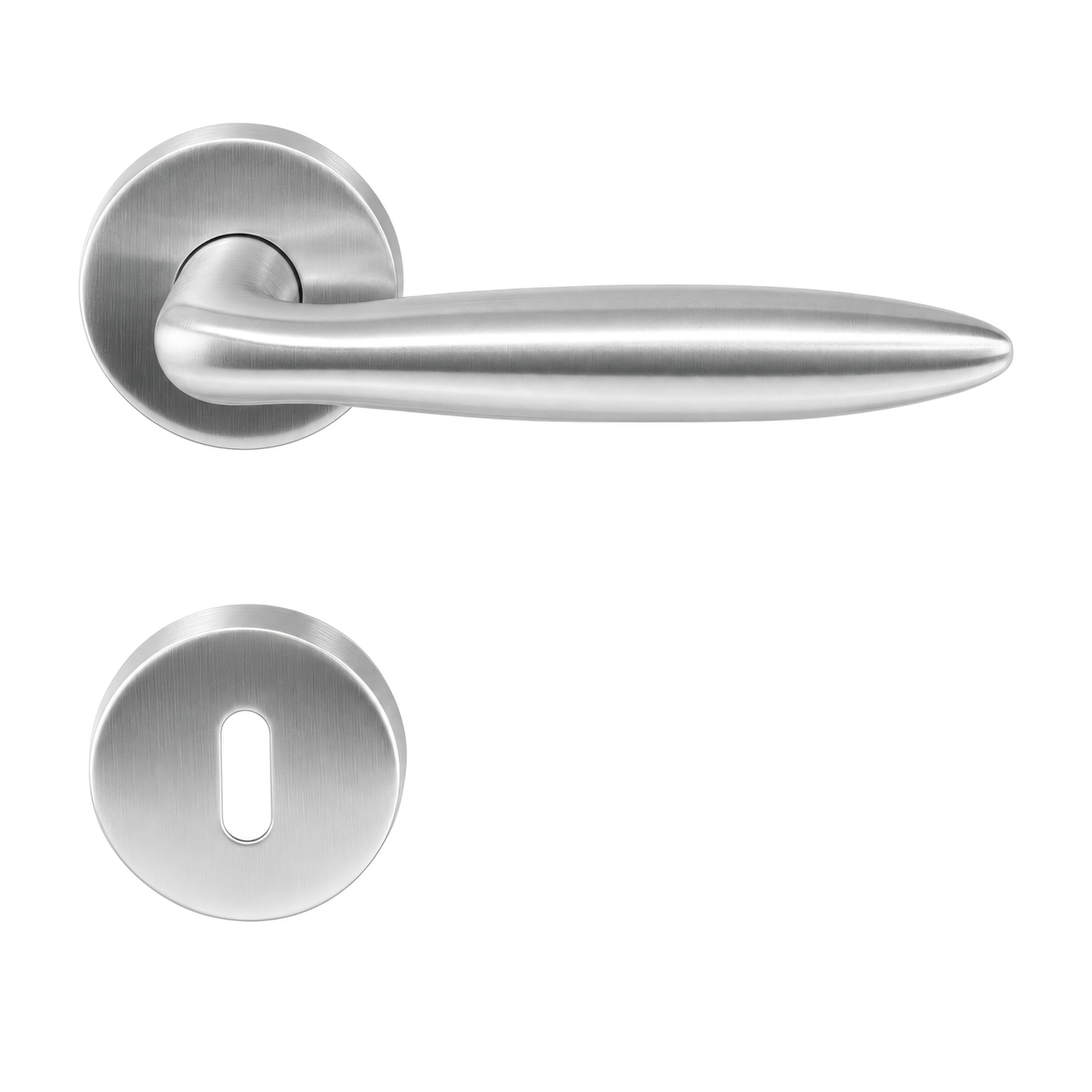 MeinTürgriff Drückergarnitur Estoril Edelstahl Türgriff für Innentüren L-Form Rosettengarnitur BB, Türdicke: 38-42 mm, Vierkantmaß: 8 mm