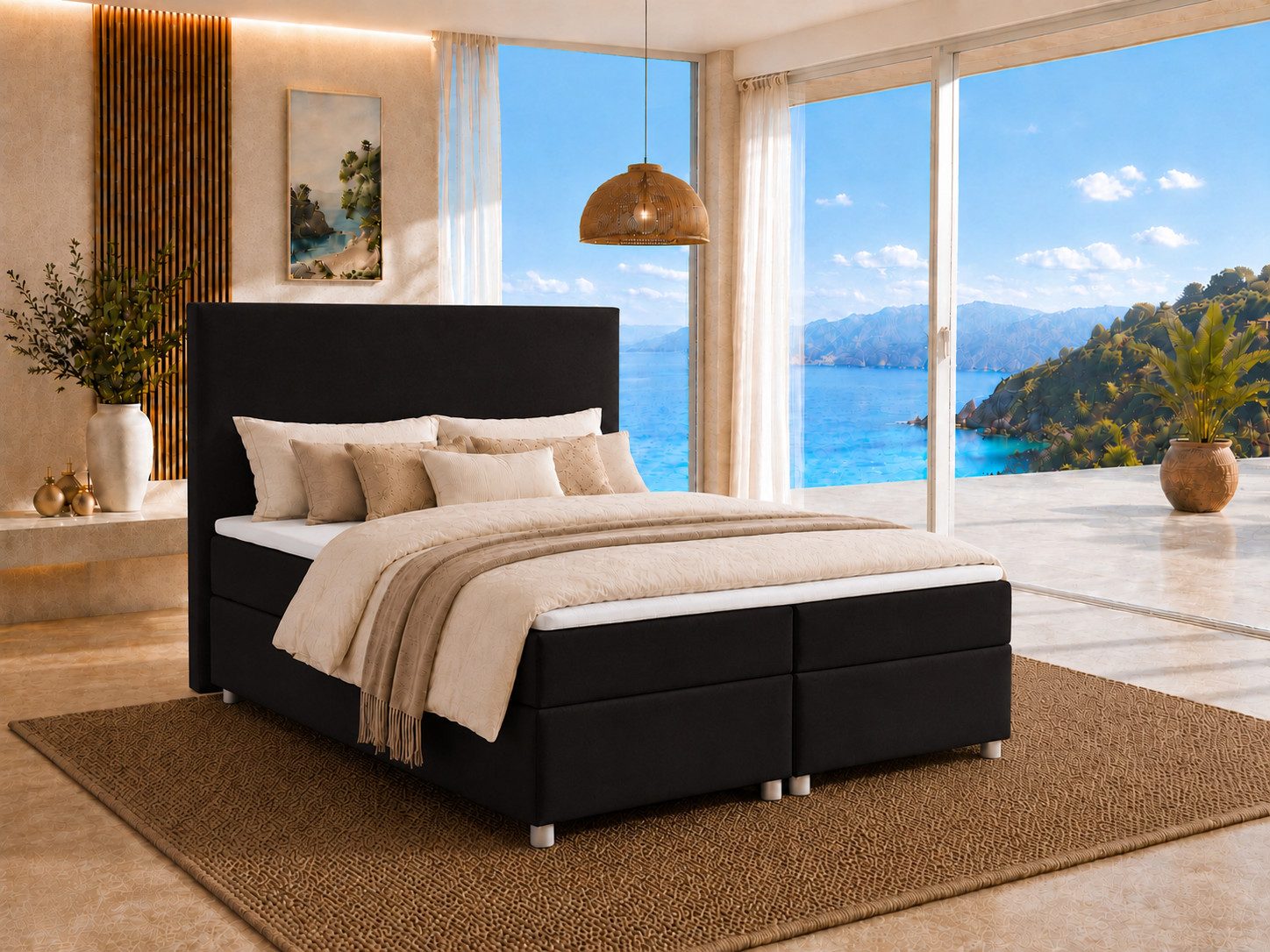 Best for Home Boxspringbett Amelia Polsterbett mit 7-Zonen-Taschenfederkernmatratze und Topper (Komplettset (Boxspringbett inkl. Matratze & Topper), 4-St., 140x200 160x200 180x200 200x200 cm), Handwerksqualität,TOP- Preis-Leistungs-Verhältnis