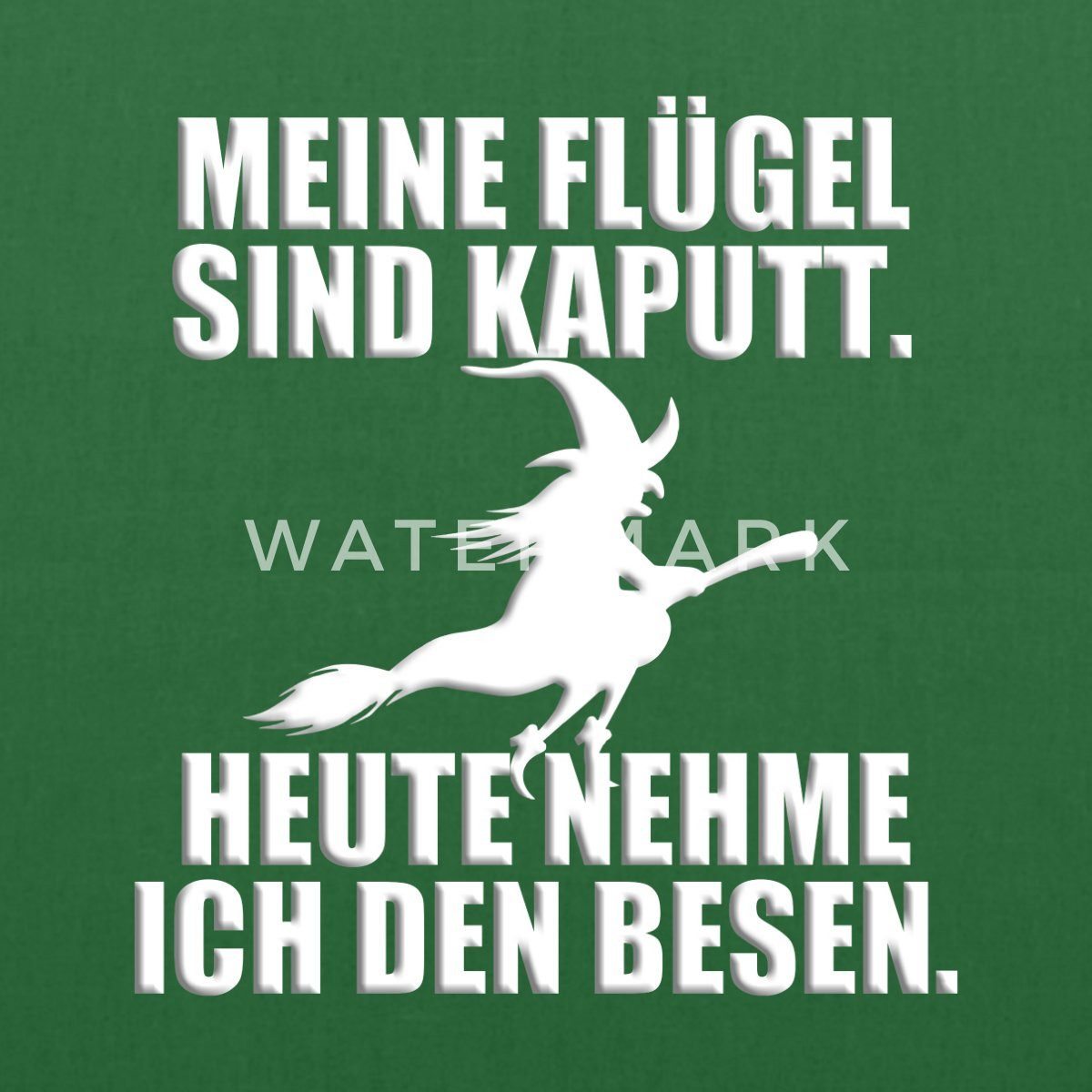 Spreadshirt Henkeltasche Hexe Mit Besen Lustiger Spruch Halloween Stoffbeutel (1-tlg)