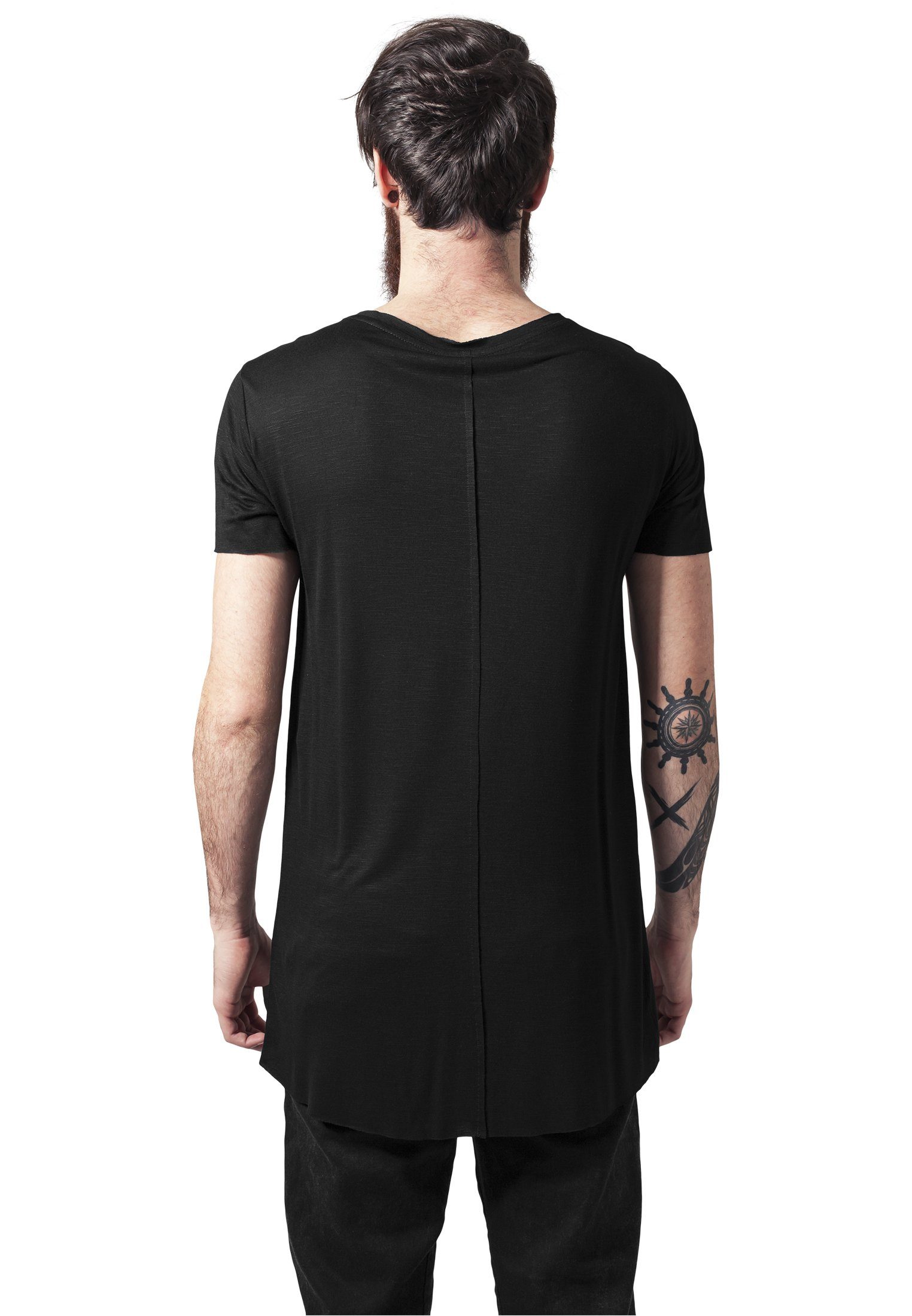 Zip (1-tlg) URBAN Herren Tee Front Long Open T-Shirt Edge black CLASSICS