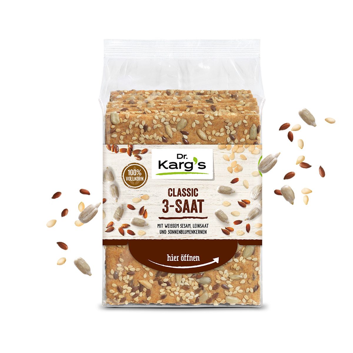 Dr. Kargs Brot, Dr. Kargs Classic 3 Saat mit Sesam Leinsamen Sonnenblumenkerne 200g