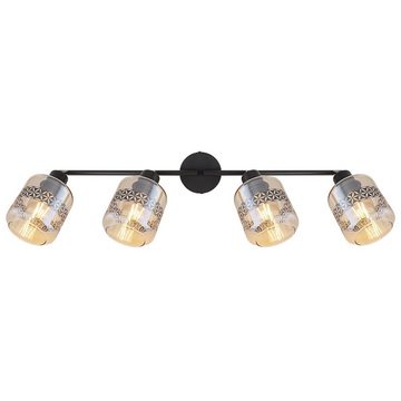 etc-shop LED Deckenspot, Leuchtmittel nicht inklusive, Deckenlampe Deckenleuchte verstellbar Glas Lebensblume amber schwarz L