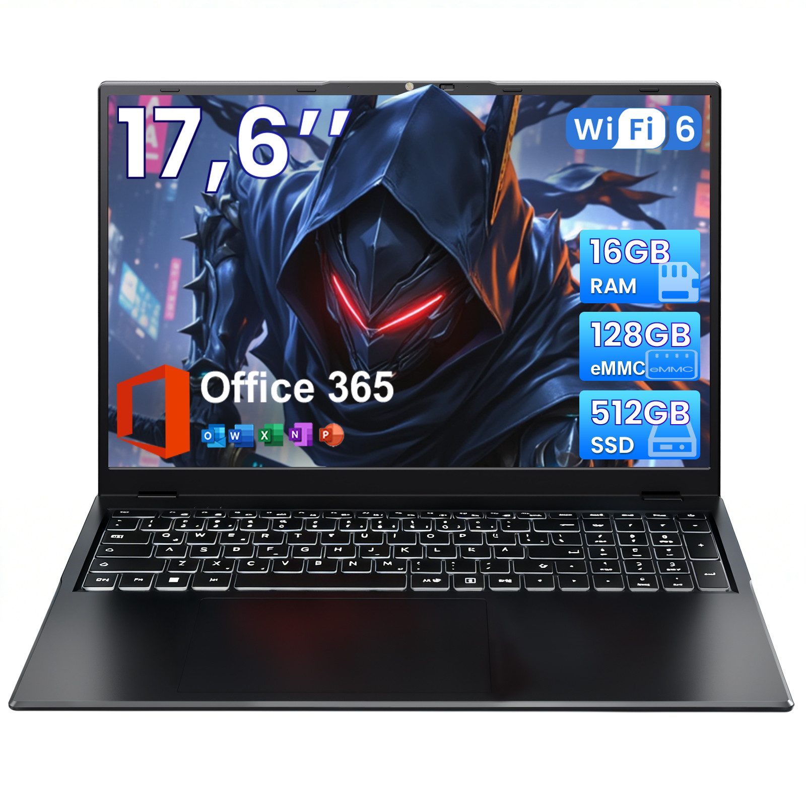MENGHU 17,6” FHD Laptop Office-Notebook 618GB SSD WIFI6 Beleuchtete Tastatur Notebook (MENGHU, Alder Lake N95, 16 GB HDD, 640 GB SSD, Intel UHD Graphics)