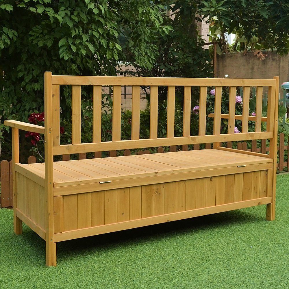Melko Gartenbank Gartenbank Sitzbank Braun Stauraum Küchenbank Auflagenbox (Stück, 1-St., 1xBank), Vorimprägniert