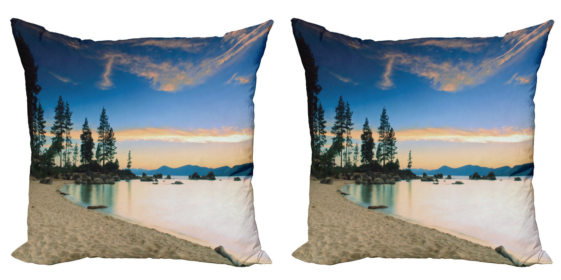 Paradise Accent Strand Modern Doppelseitiger (2 Stück), Kissenbezüge Peaceful Abakuhaus Digitaldruck, Bäume