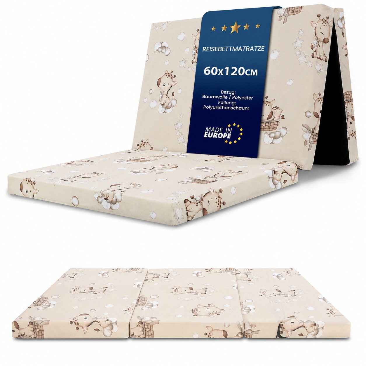 Babymatratze Klappmatratze Faltbare Reisebett Baby Matratze 60x120 cm, Totsy Baby