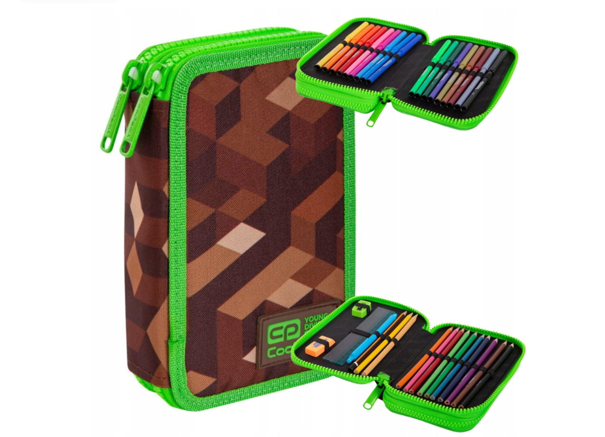 Festivalartikel Federtasche Minecraft Schüleretui, 20-teilig, Pixel Green, Starpak