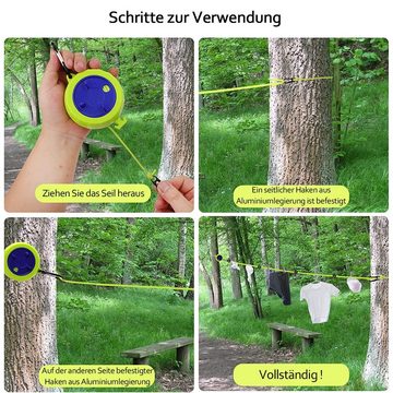 NUODWELL Wand-Wäscheleine 10 Meter Tragbare Verstellbare Einziehbare Wäscheleine, für Camping