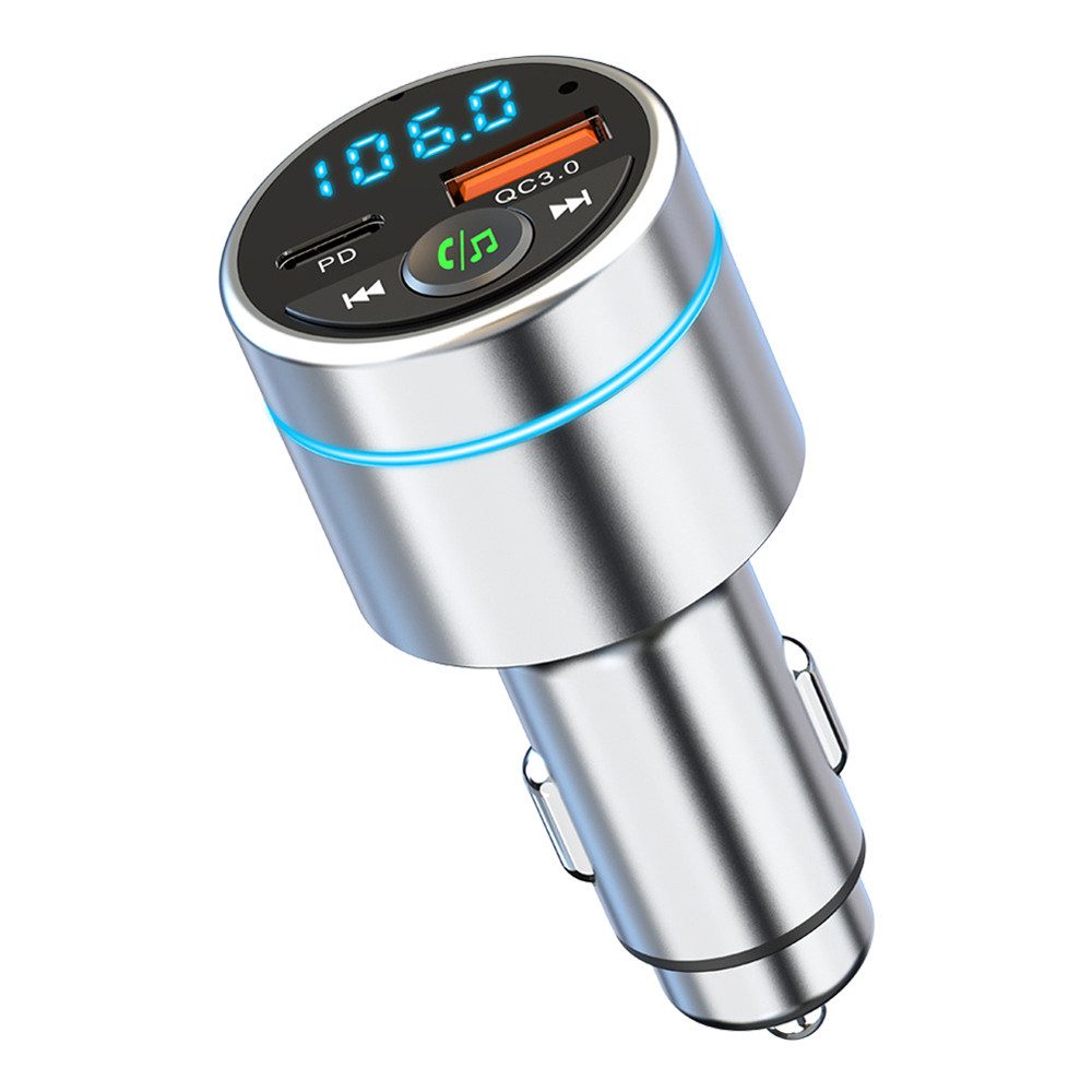 FM Transmitter Auto Bluetooth 5.3, Ganzmetall Schnelles Autoladegerät KFZ-Adapter