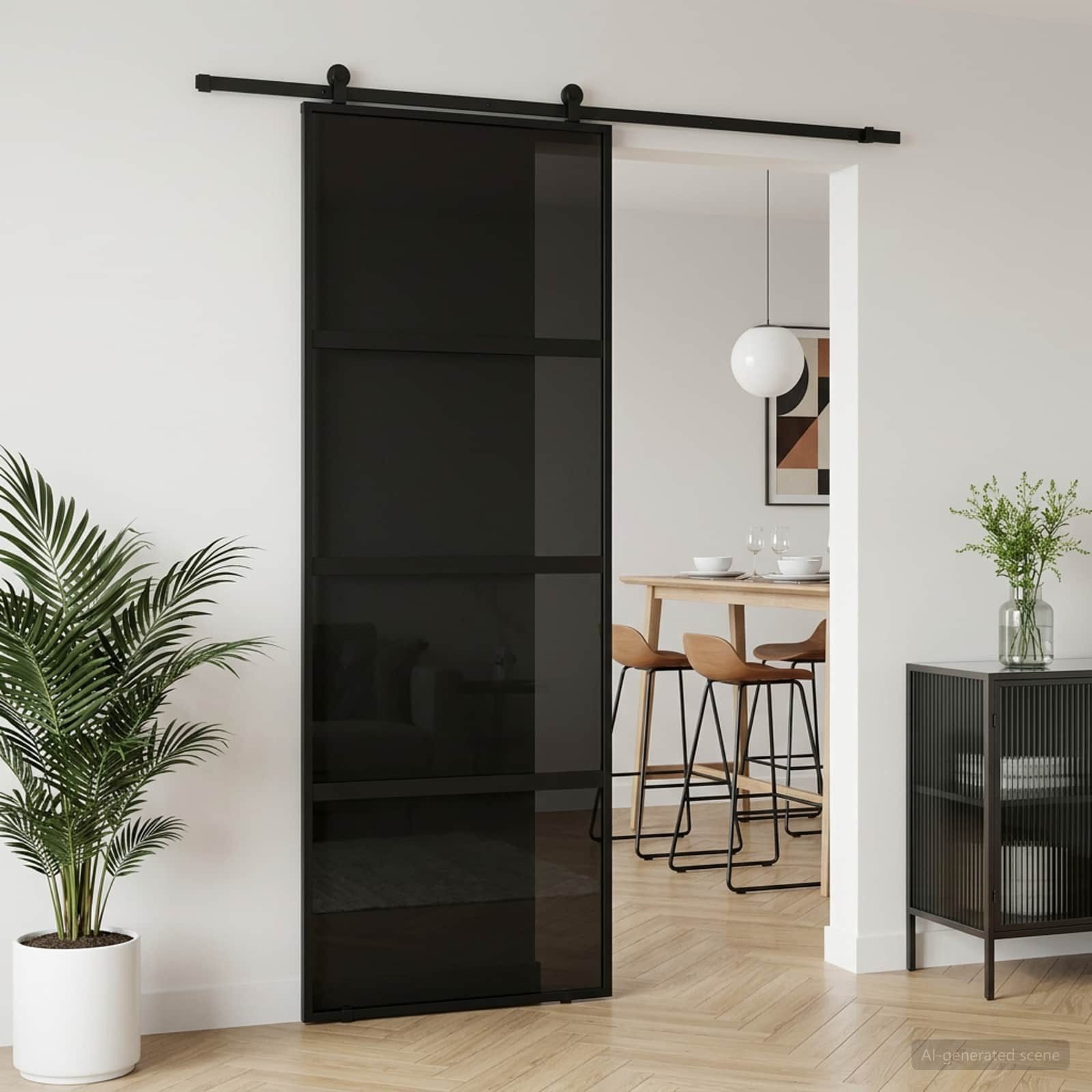 vidaXL Haustür Schiebetür 76 x 205 cm Verbautes Glas und Aluminium (1-St)
