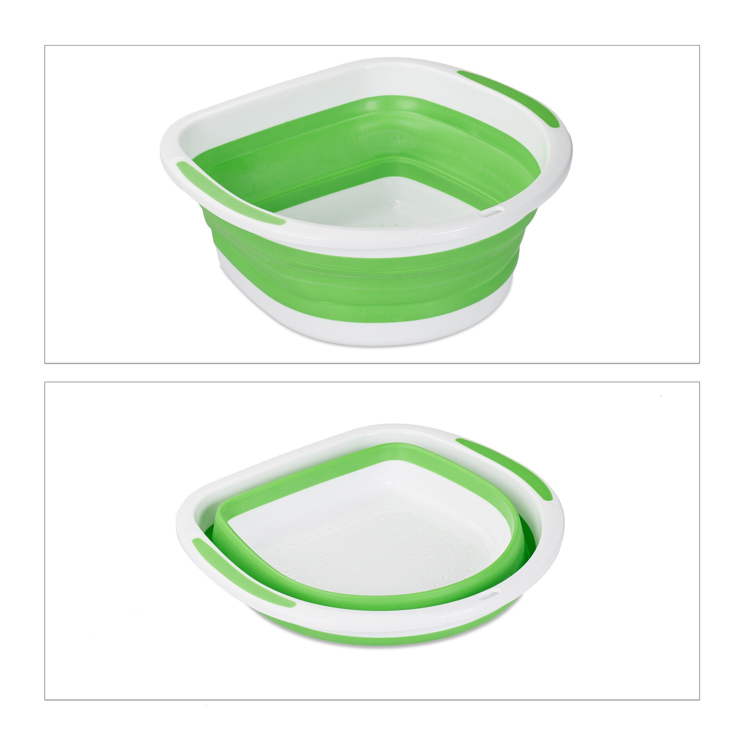 relaxdays Küchensieb Faltbares Grün Kunststoff, Grün Weiß Sieb