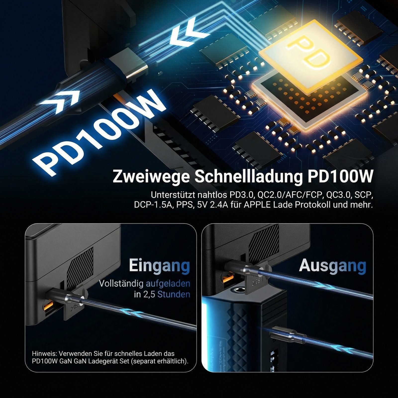 Neewer PS099F Mini V Mount Akku, 6800mAh Kamera-Akku, Zweiwege Schnellladung Kamera-Akku, 100W USB C PD 3.0, 6 Anschlüsse/OLED für Videokamera
