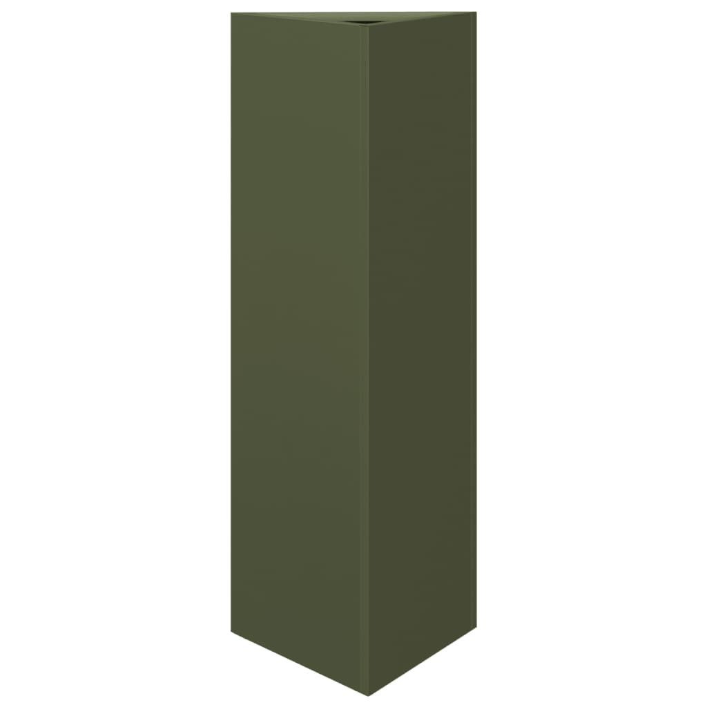 vidaXL Blumentopf Pflanzkübel Olivgrün Dreieckig 30x26x75 cm Stahl (1 St)
