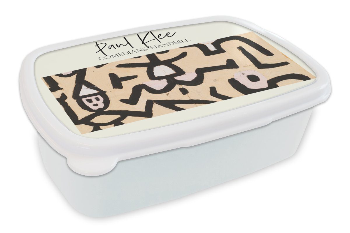 MuchoWow Lunchbox Flugblatt der Komödianten - Paul Klee - Kunst, Kunststoff, (2-tlg), Brotbox für Kinder und Erwachsene, Brotdose, für Jungs und Mädchen weiß