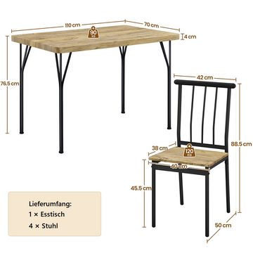 Yaheetech Essgruppe, Esstisch mit 4 Stühlen für 4 Personen Küchentisch-Set für Esszimmer