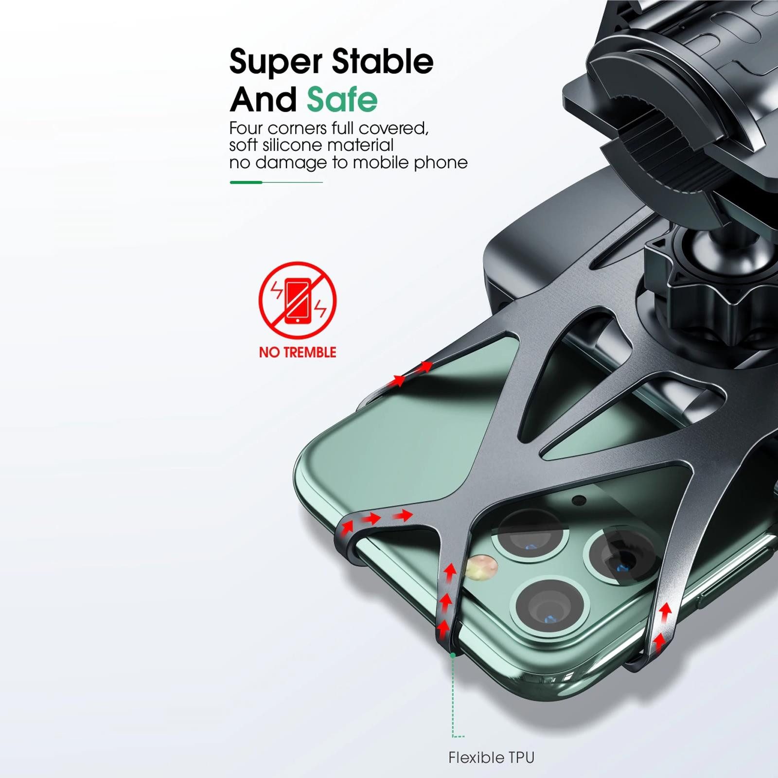 CoolGadget Bicycle Phone Holder with Rubber Band (up to 6.5 inches, Smartphone Phone Holder for Motorcycle, Bike, Scooter)