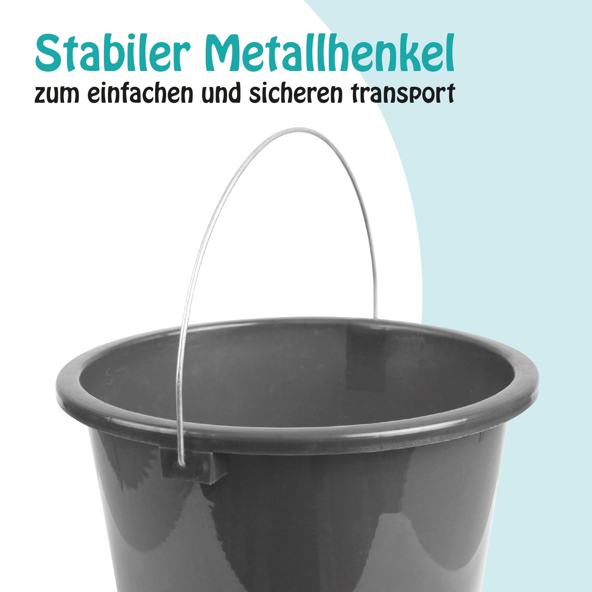 ProHome Putzeimer Kunststoffeimer Metallbügel, (1-tlg., 10 Liter), Eimer stapelbarer Haushaltseimer BPA-frei, Made in EU - Kunstsotff