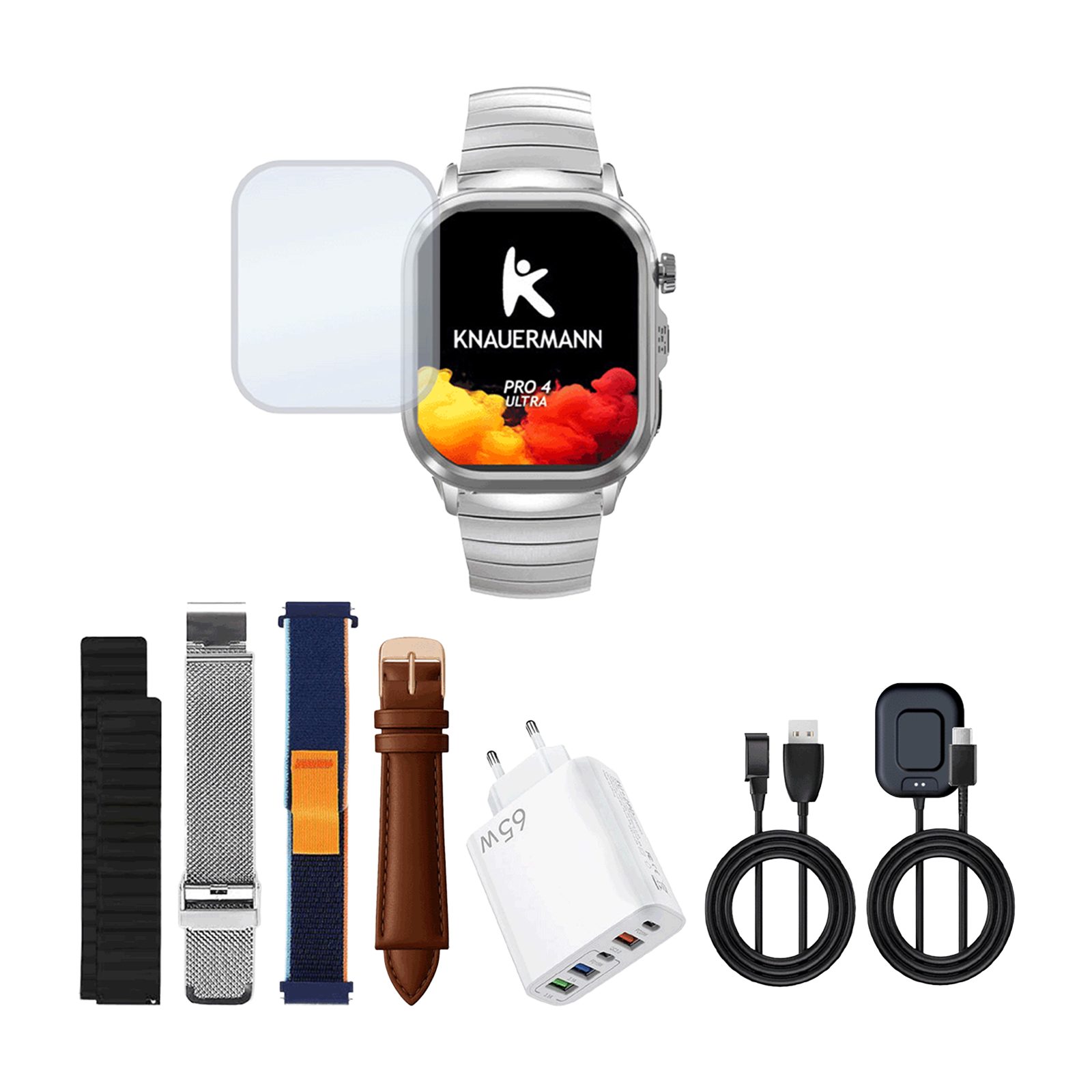 Knauermann PRO 4 Ultra Gesundheitsuhr Smartwatch, GPS, Pflege-, SOS, Gesundheits- und Sportfunktionen