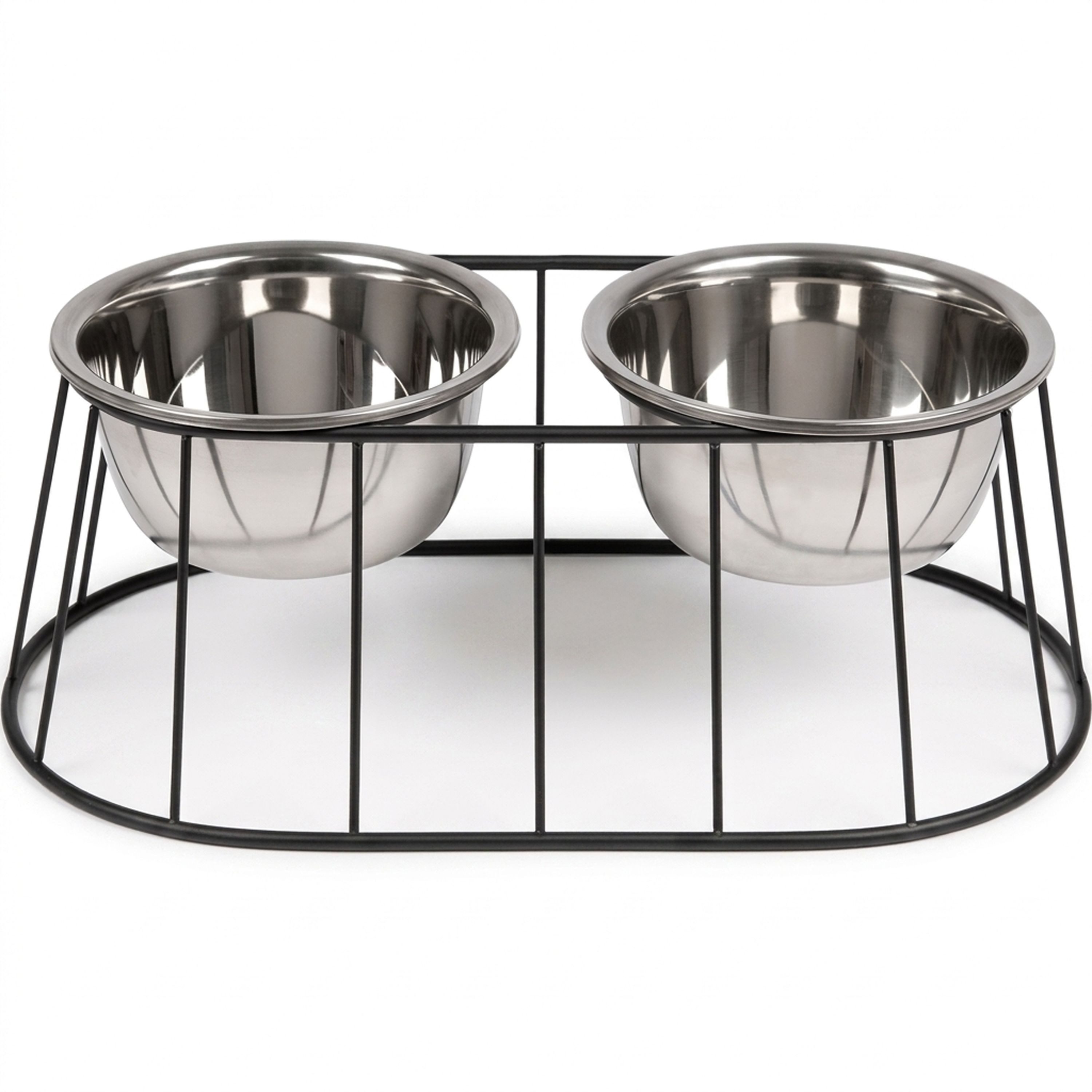 WONDERMAKE Napf-Set Hundenapf erhöht mittelgroße große Hunde mit Ständer Futternapf Hund, Edelstahl, Design Futterstation rutschfest, Fressnapf 2er Set 2 Näpfe doppelt von WONDERMAKE
