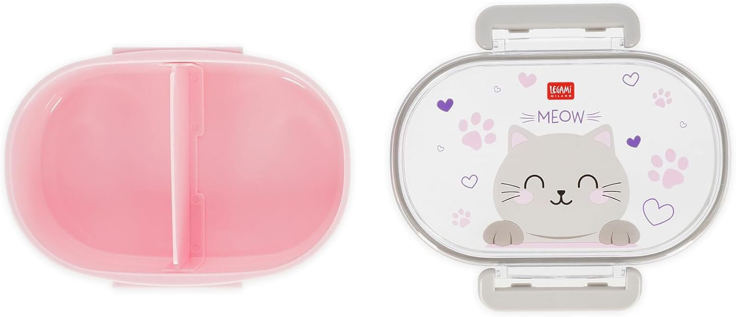 Legami Federmäppchen LEGAMI Snack & Go Lunchbox Kitty 500 ml mit Trenner