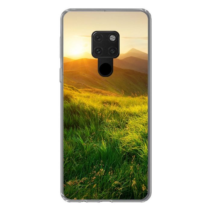 MuchoWow Handyhülle Gras - Hügel - Sonne - Natur - Landschaft Phone Case Handyhülle Huawei Mate 20 Silikon Schutzhülle