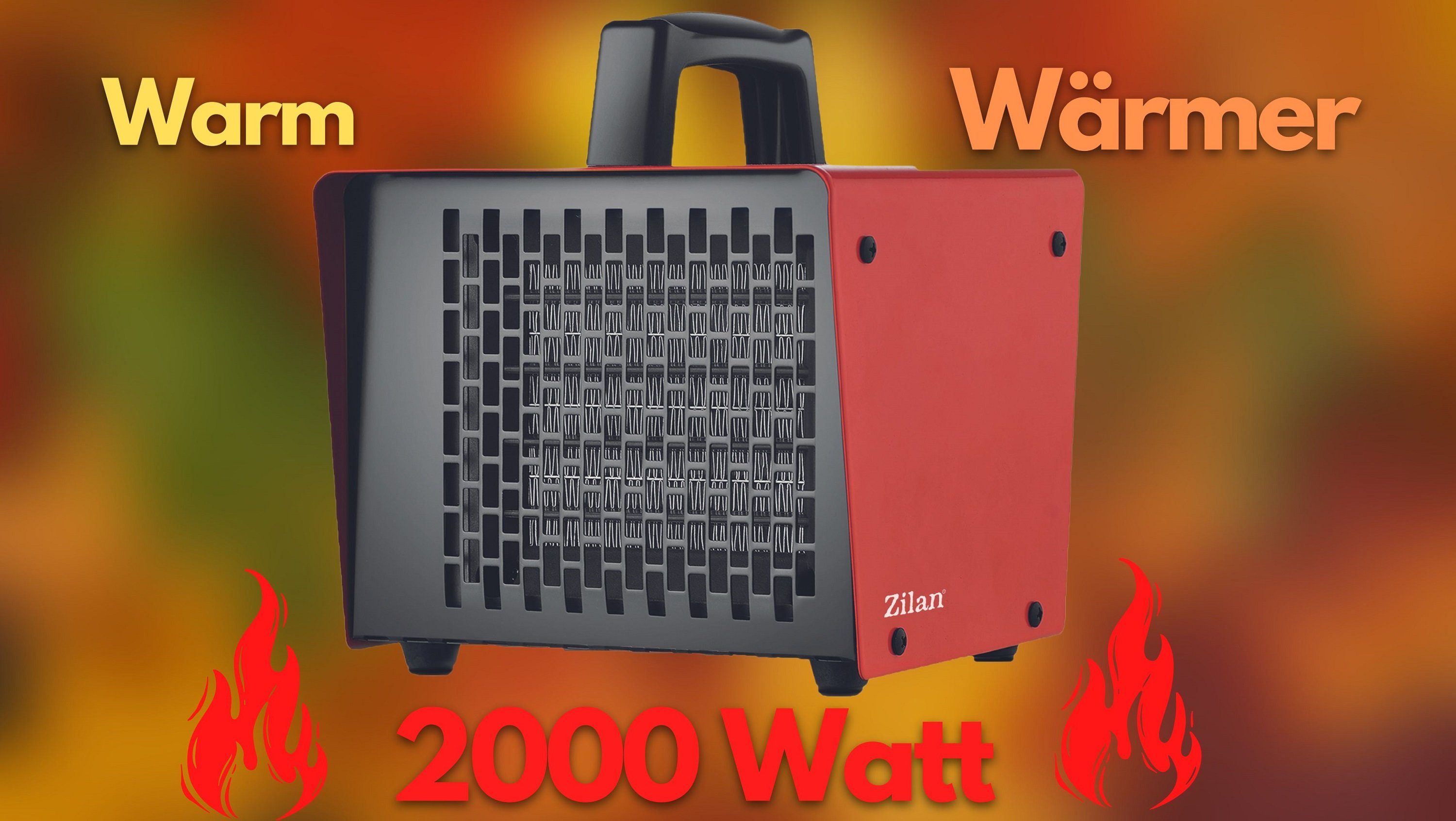 Thermostat 2000 Mobil, W, ZLN-5541, Gehäuse, Keramik Heizelement, Robustes Überhitzungsschutz, Zilan Keramikheizlüfter