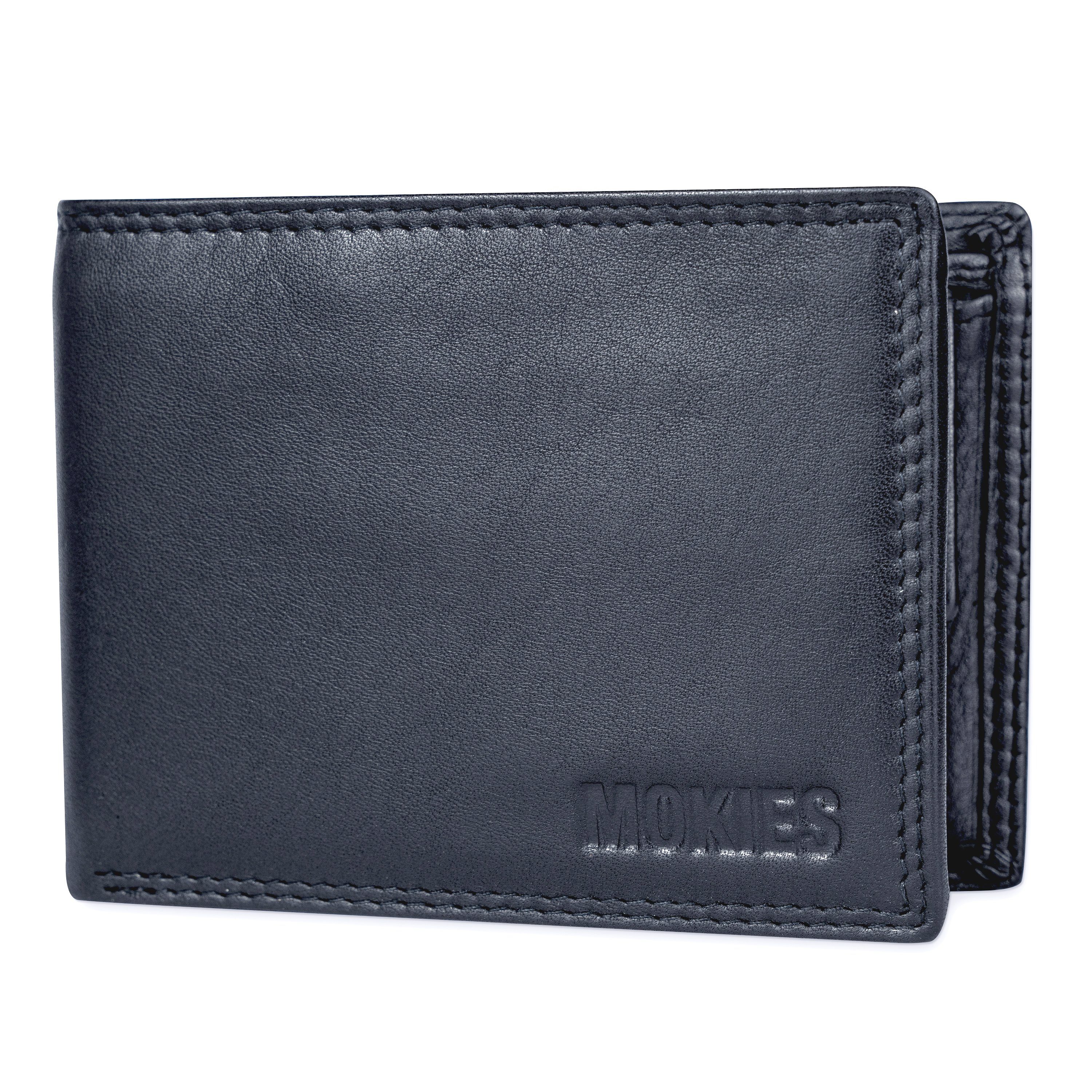 MOKIES Geldbörse Herren Portemonnaie G305 Nappa (querformat), 100% Echt-Leder, RFID-Schutz, Nappa-Leder, GESCHENKBOX